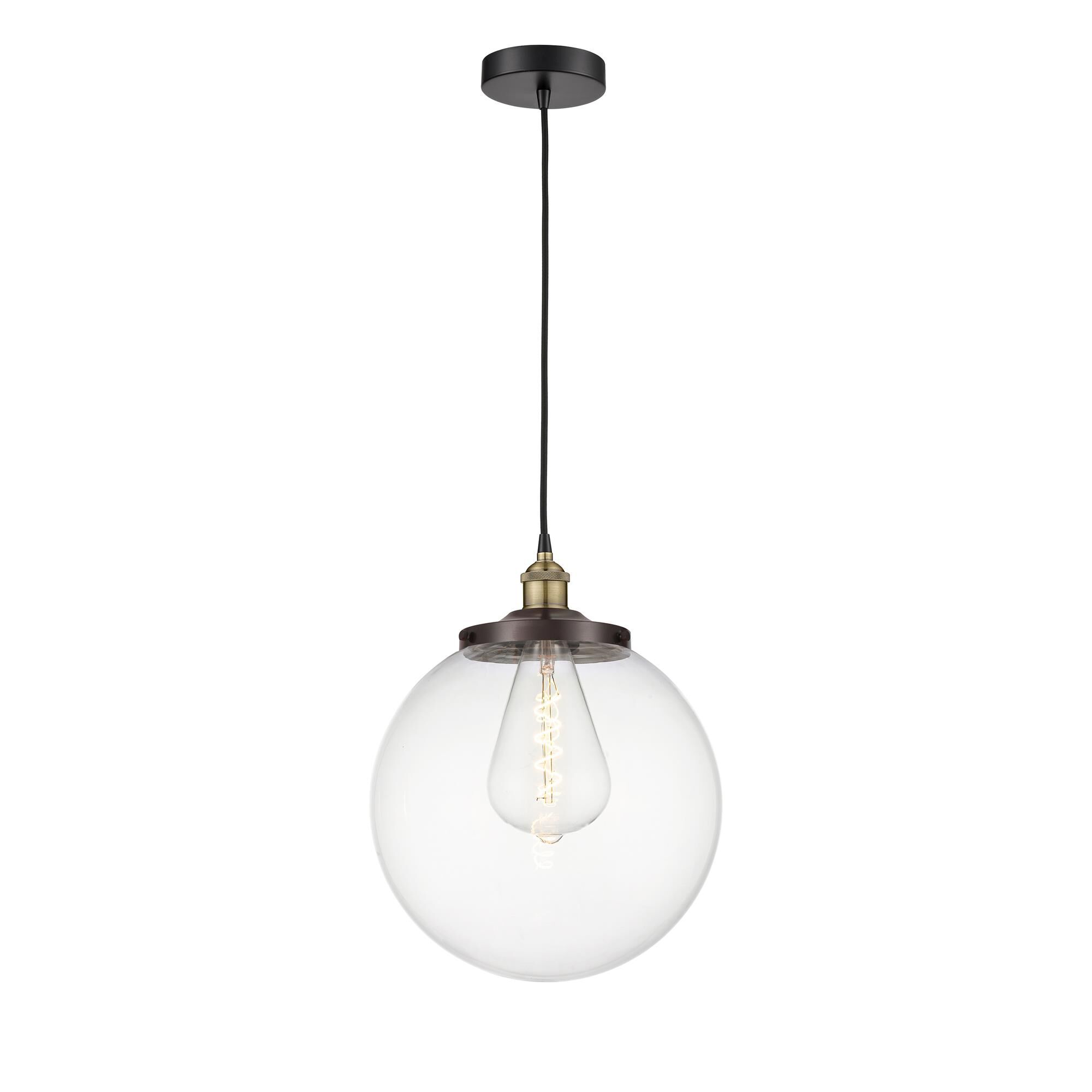 Shown in Black Antique Brass finish and Clear glass