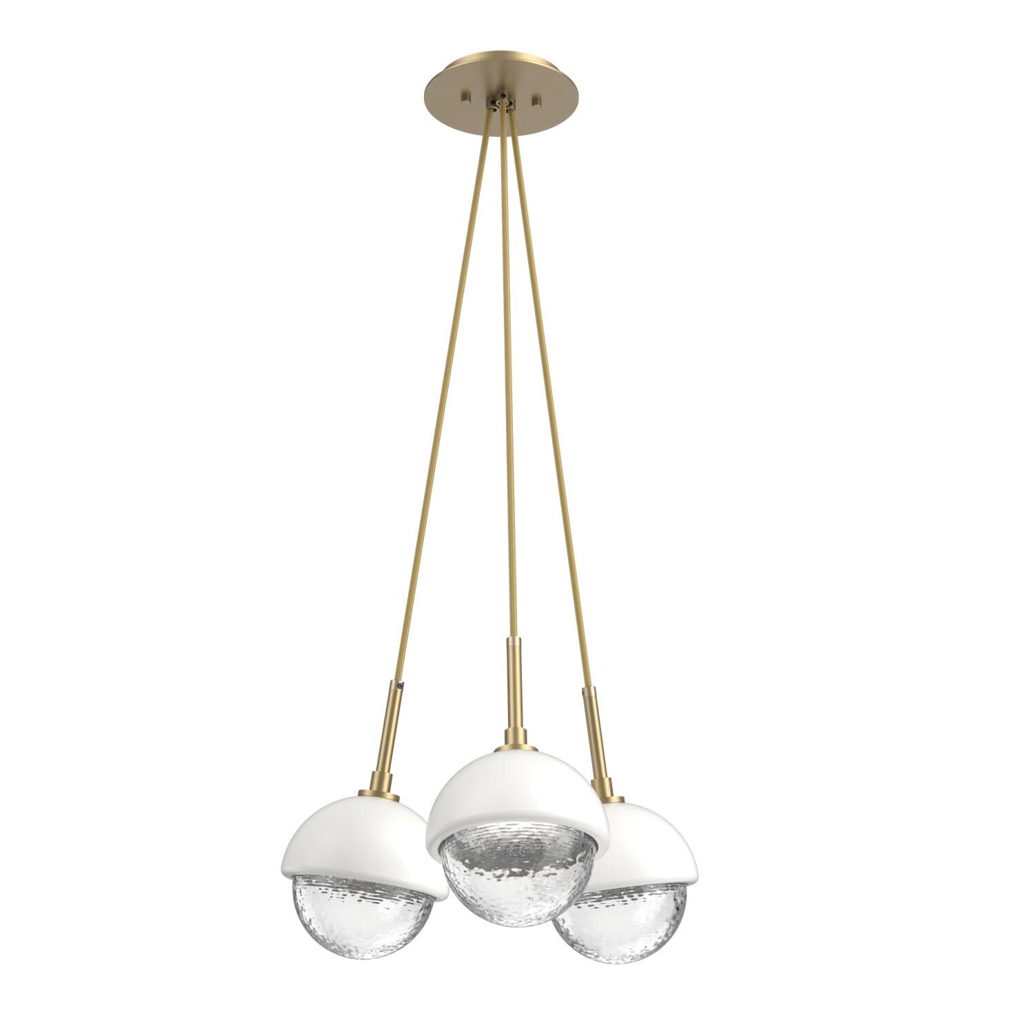 Shown in Gilded Brass finish and Clear glass and Salt White accent