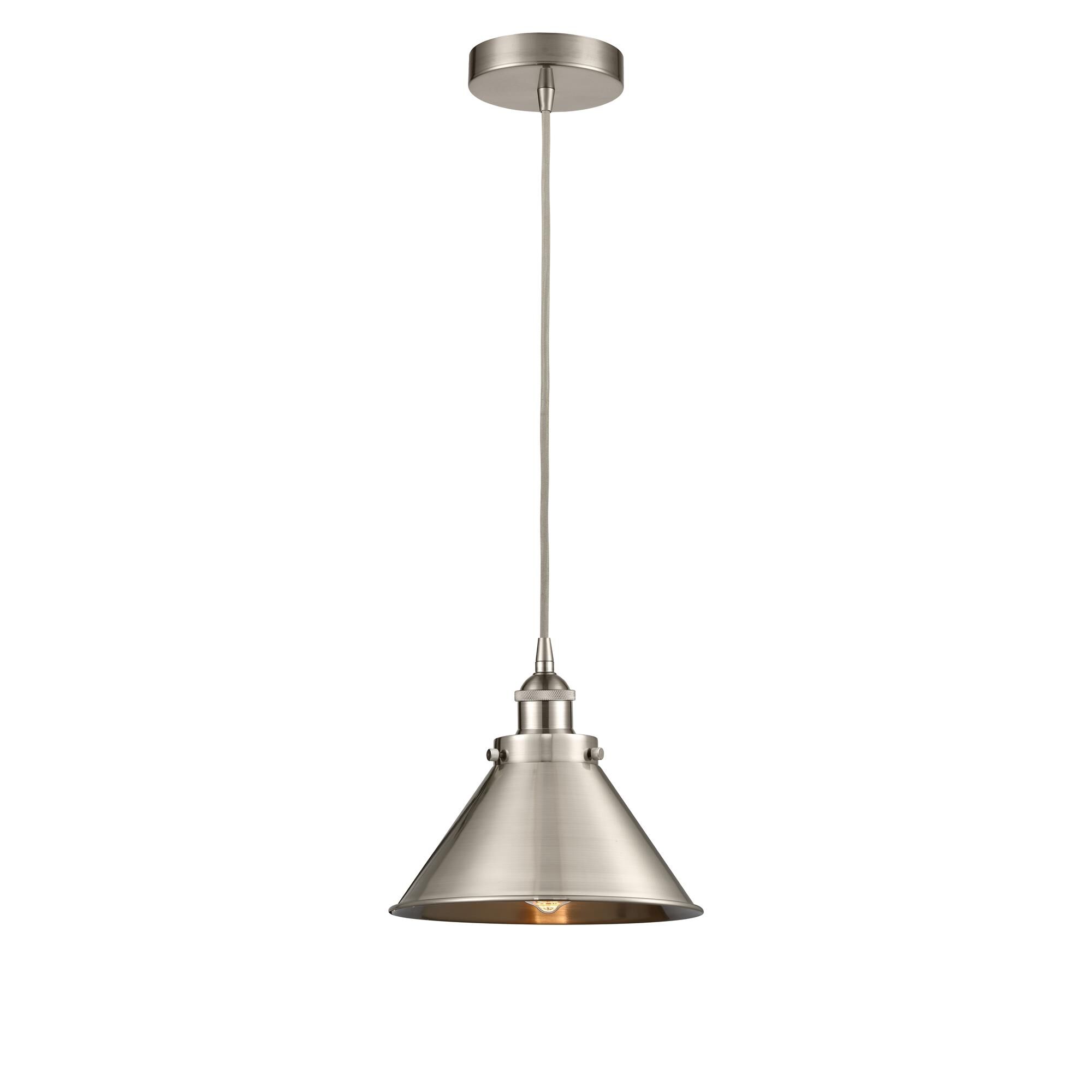 Shown in Brushed Satin Nickel finish and Brushed Satin Nickel Briarcliff shade