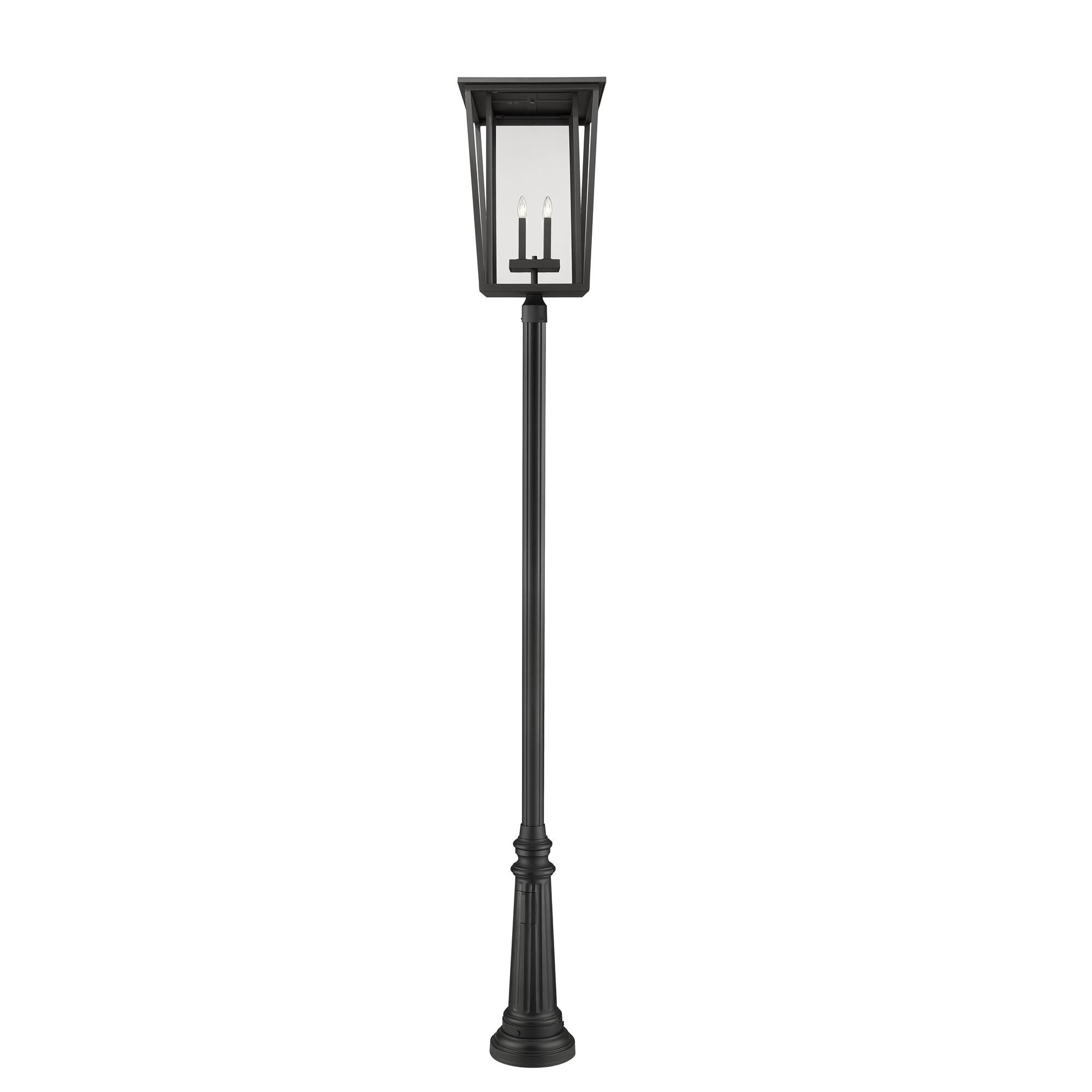 Shown in Black finish and Glass shade