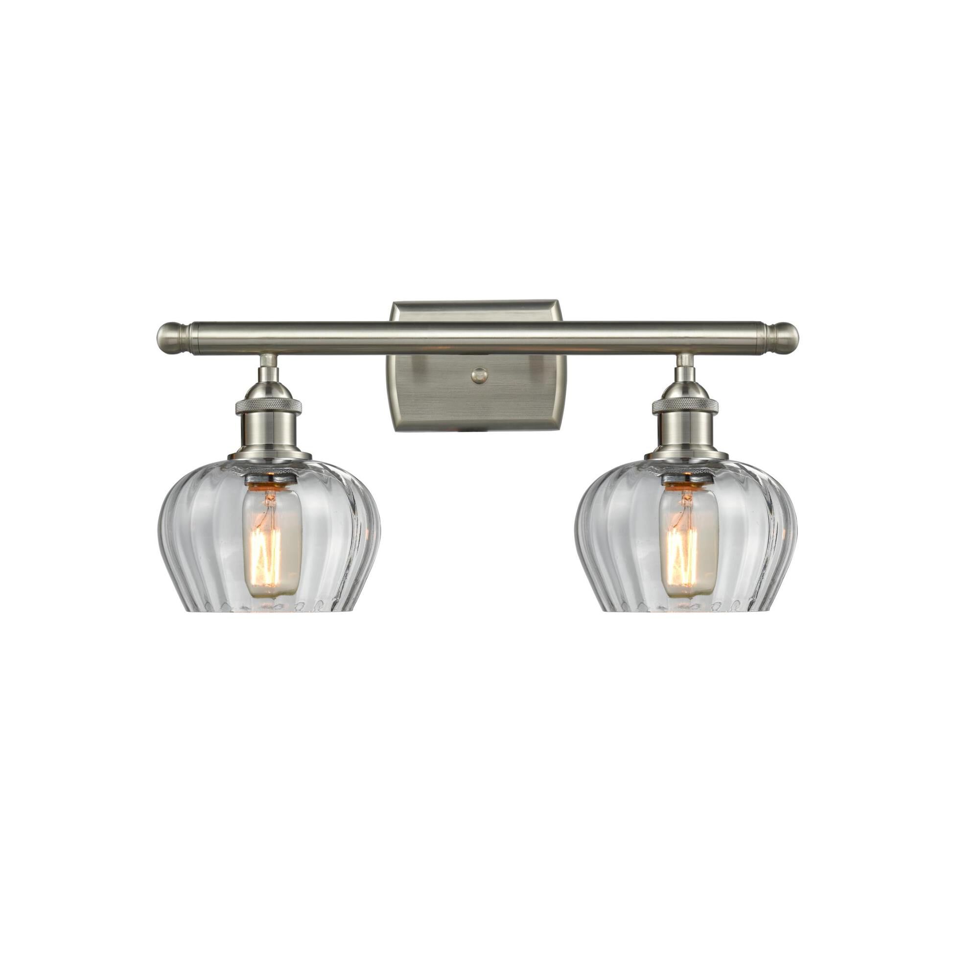 Shown in Brushed Satin Nickel finish and Clear Fluted glass