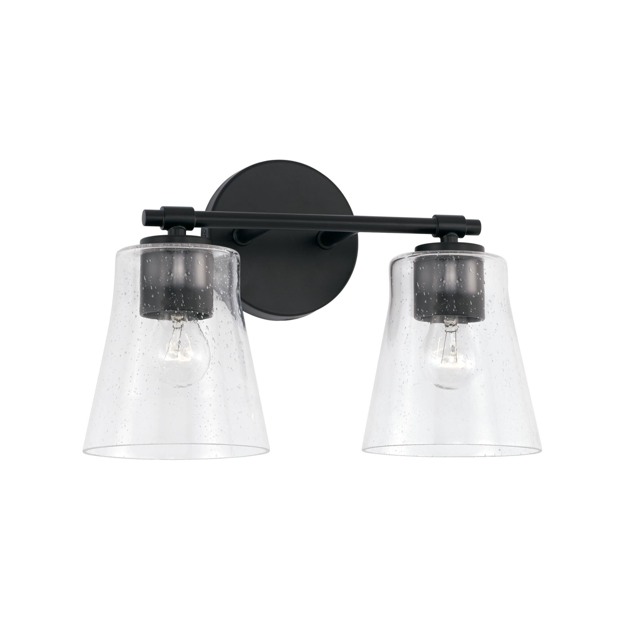 Shown in Matte Black finish and Clear Seeded glass