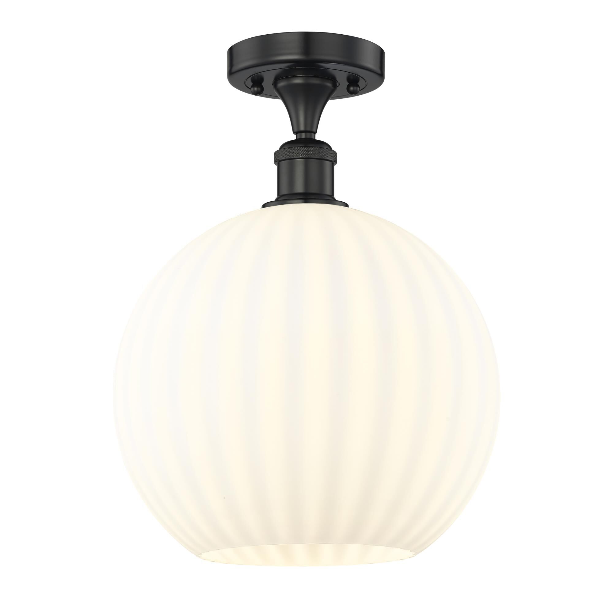 Shown in Matte Black finish and White Venetian glass