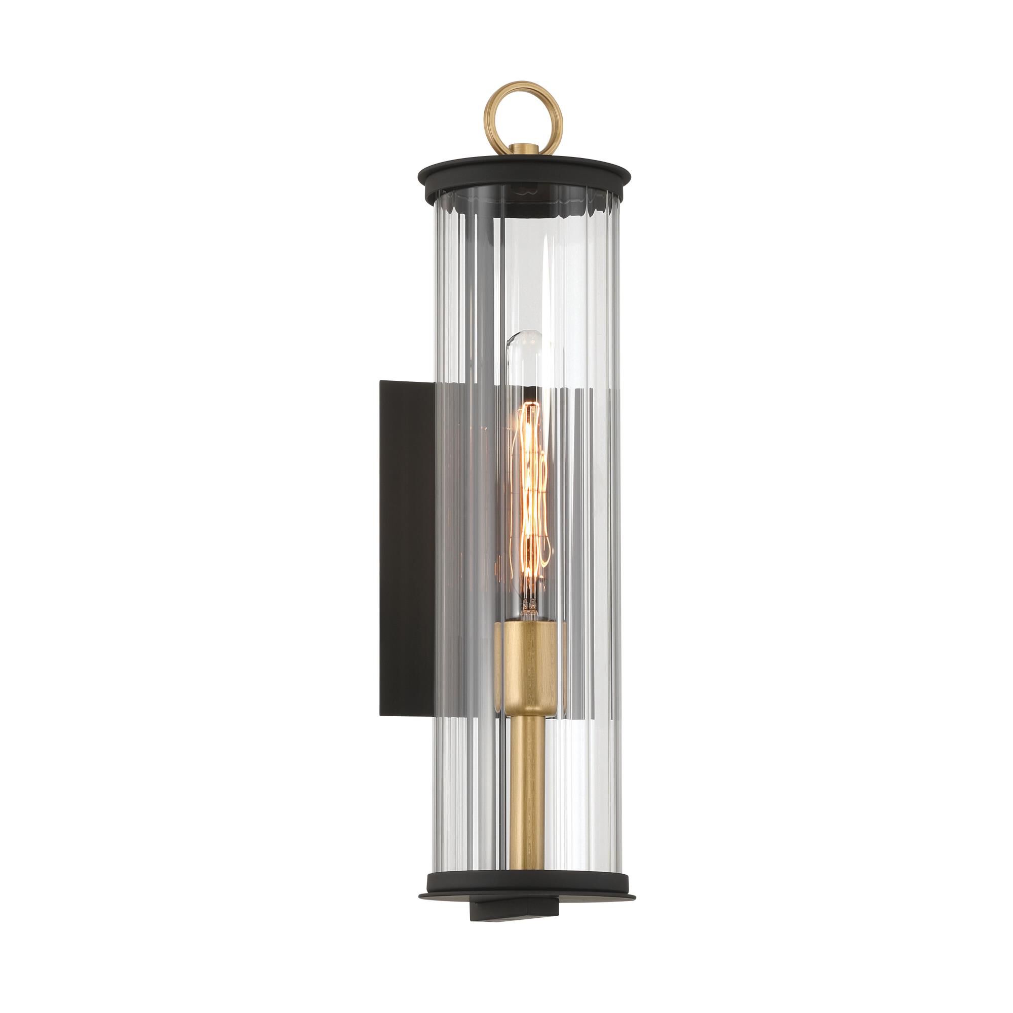 Shown in Legacy Brass (Painted) & Dark finish and Clear glass and Ribbed Glass shade