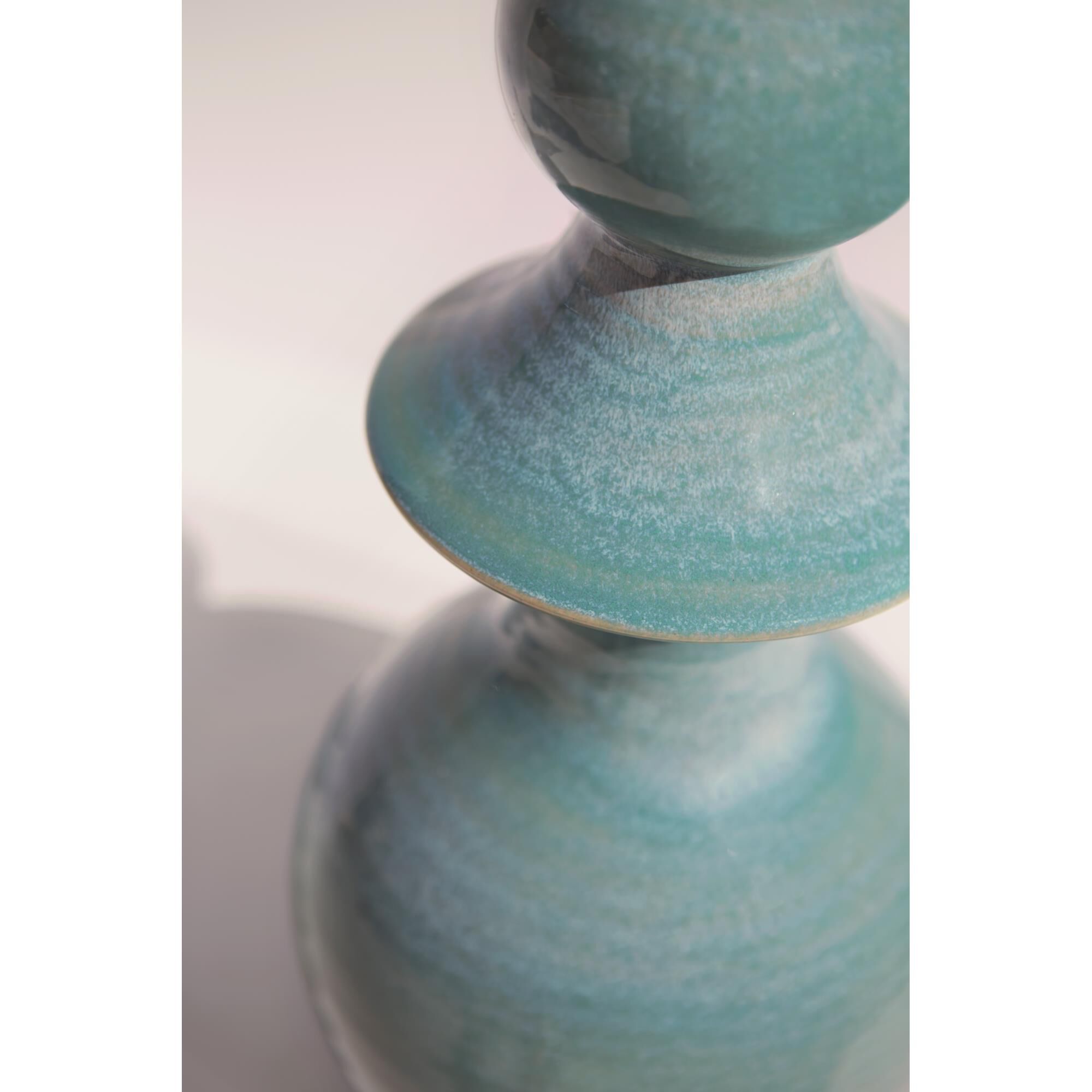 Shown in Sandy Turquoise finish and Linen shade