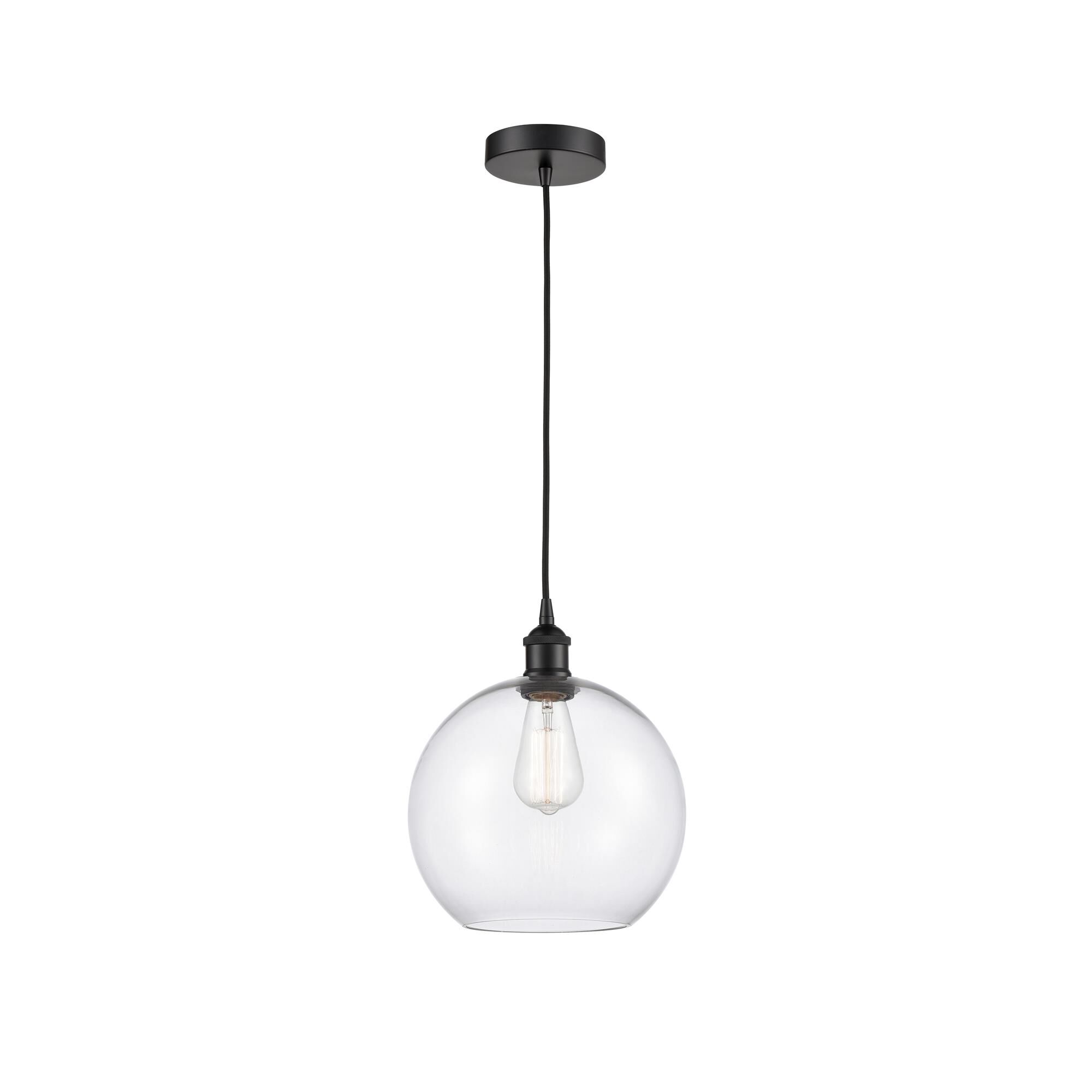 Shown in Matte Black finish and Clear Large Athens glass