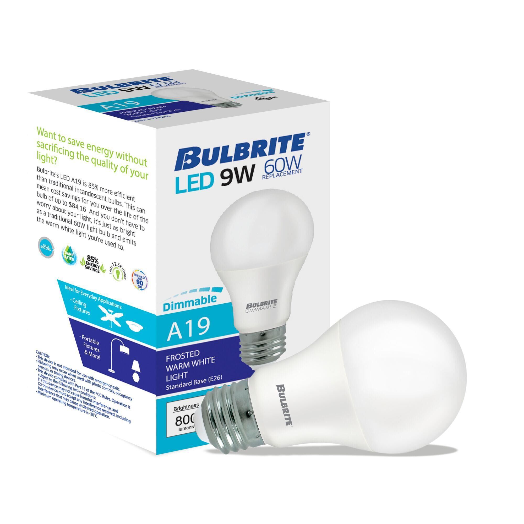 Medium Base E26 A19 2700K 9 Watt LED Bulb by Bulbrite