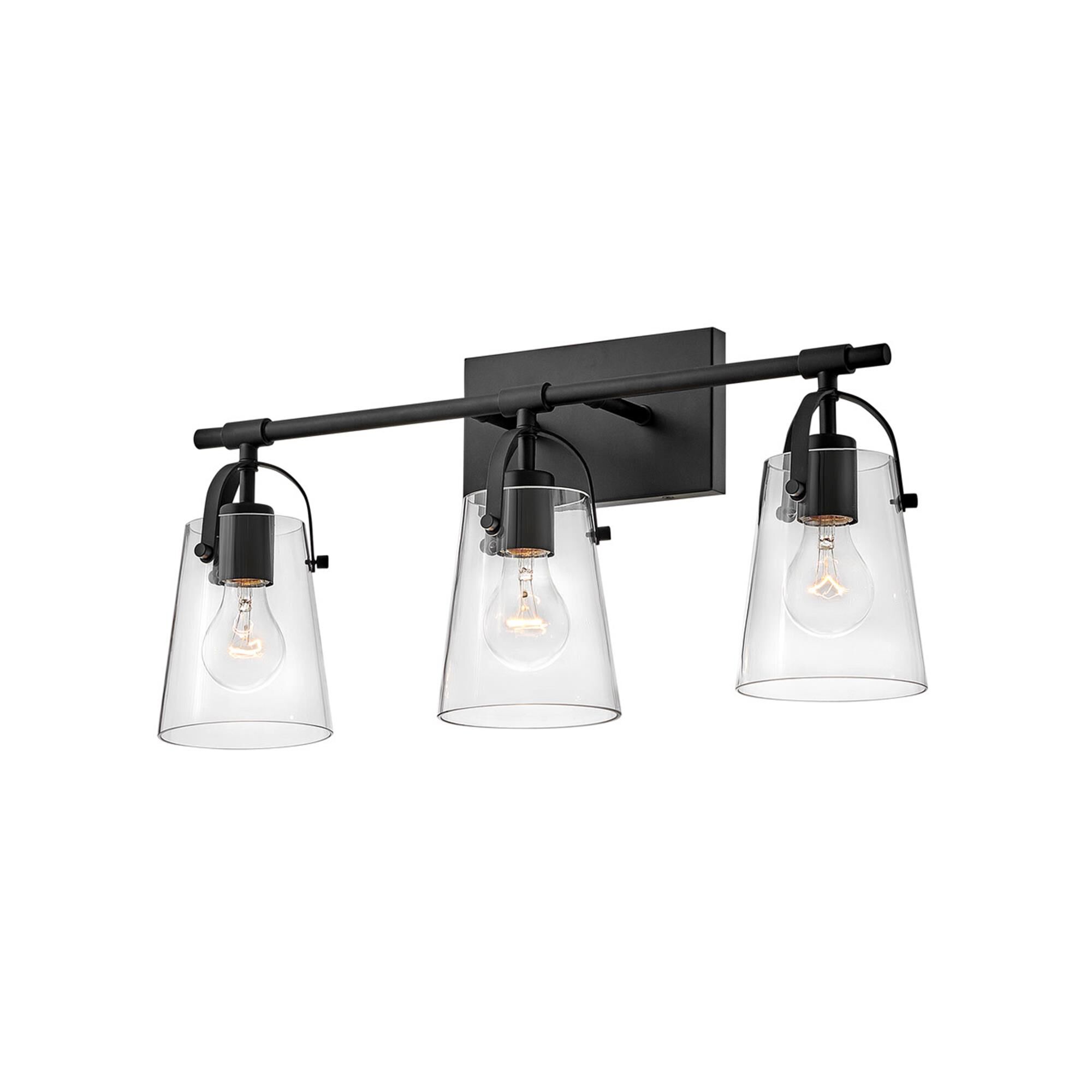 Shown in Black finish and Clear glass