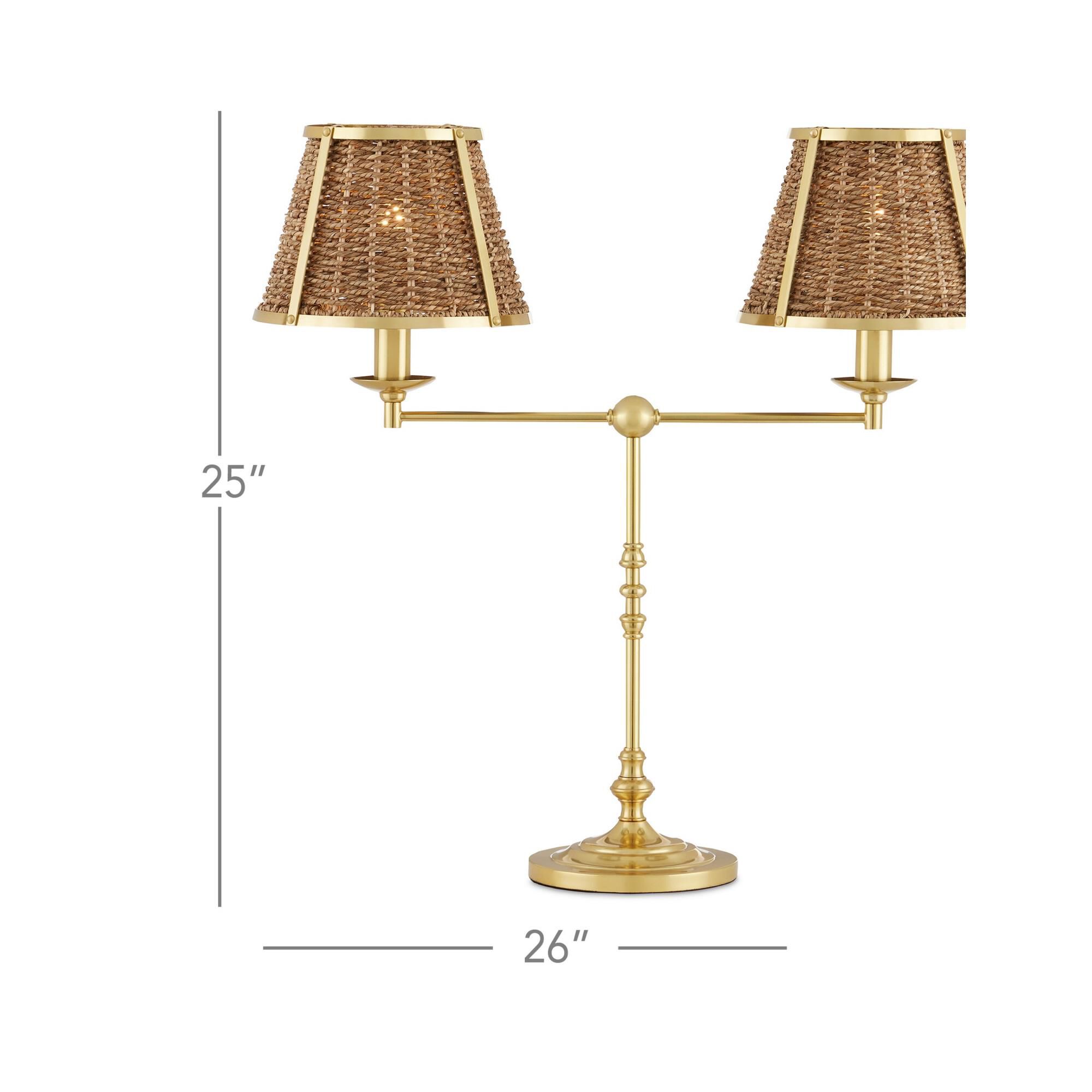 Shown in Polished Brass and Natural finish and Natural Seagrass shade