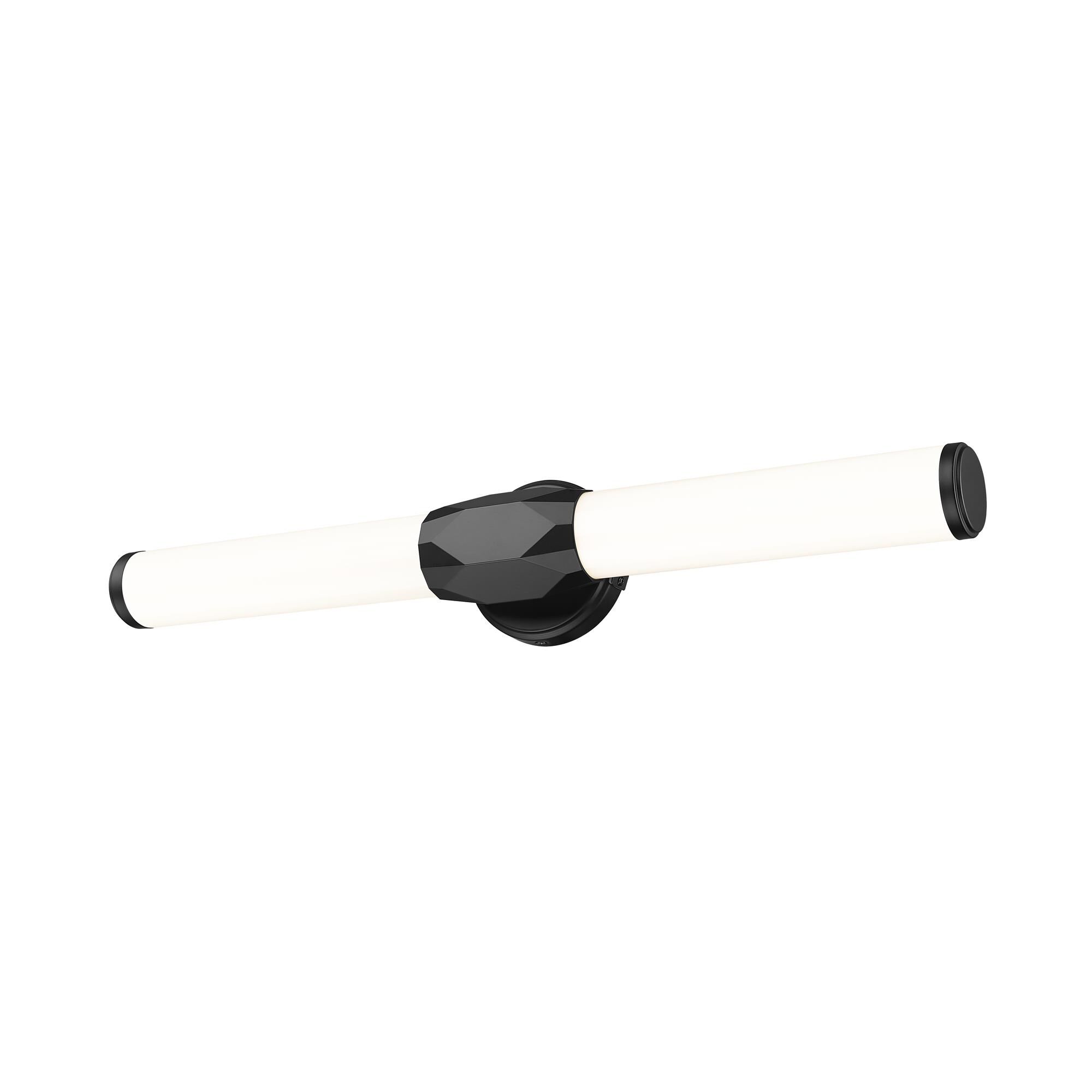 Shown in Matte Black finish and Frosted glass and Frosted shade