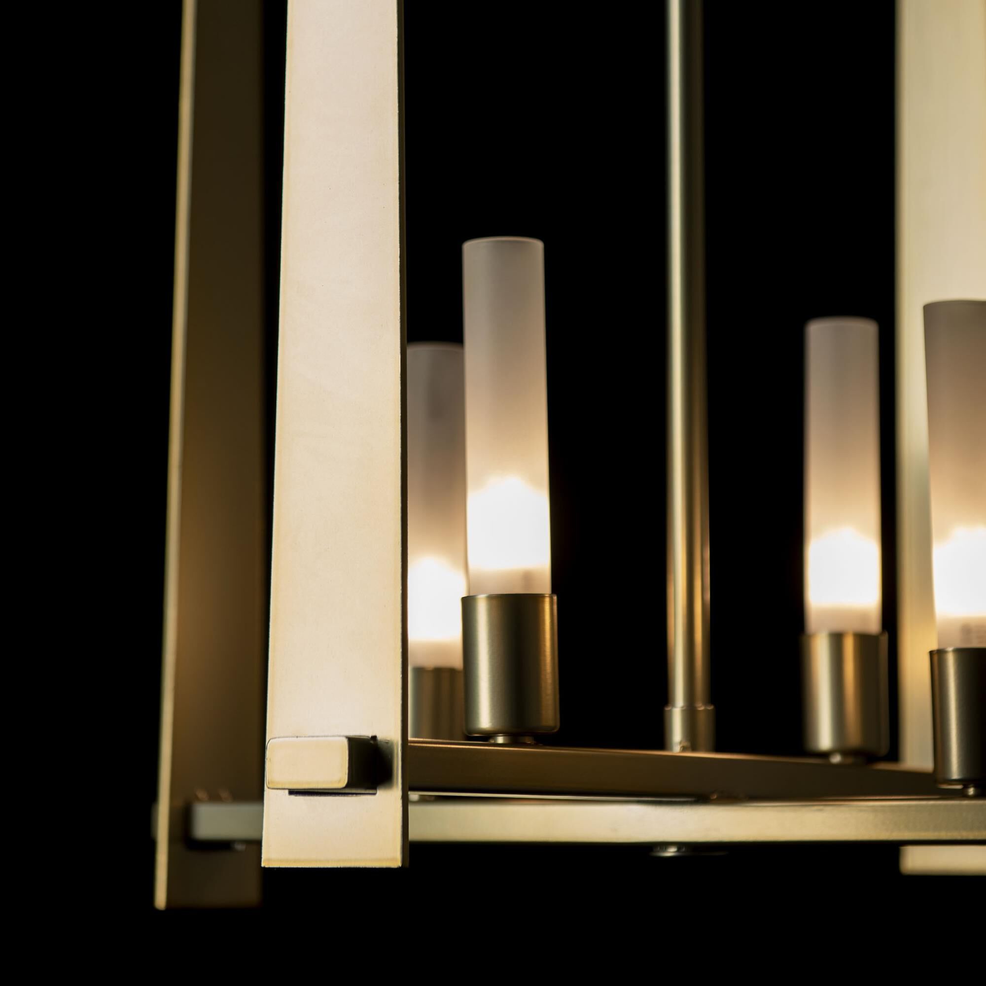 Shown in Modern Brass finish and Frosted glass and Frosted Glass shade