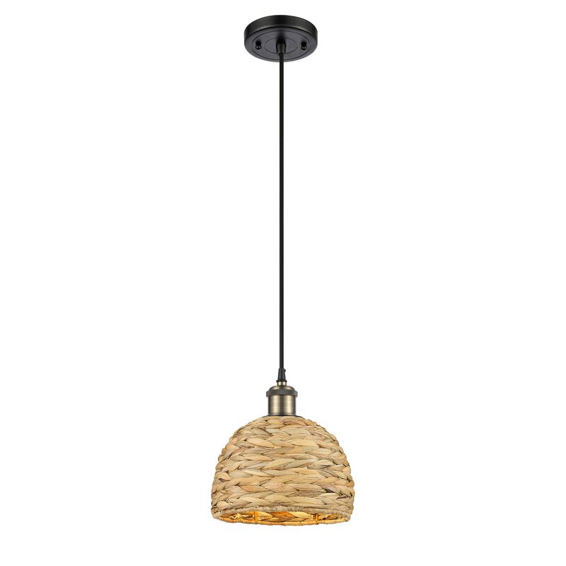 Bruno Marashlian Woven Rattan 8 Inch Mini Pendant by Innovations Lighting