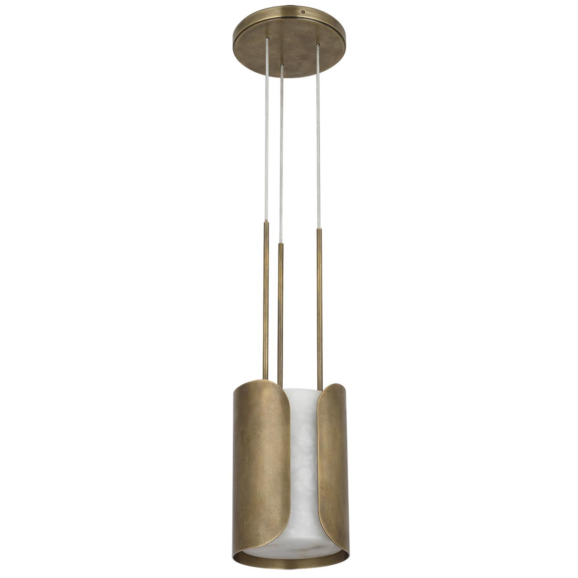 Shown in Mottled Brass finish and Alabaster shade