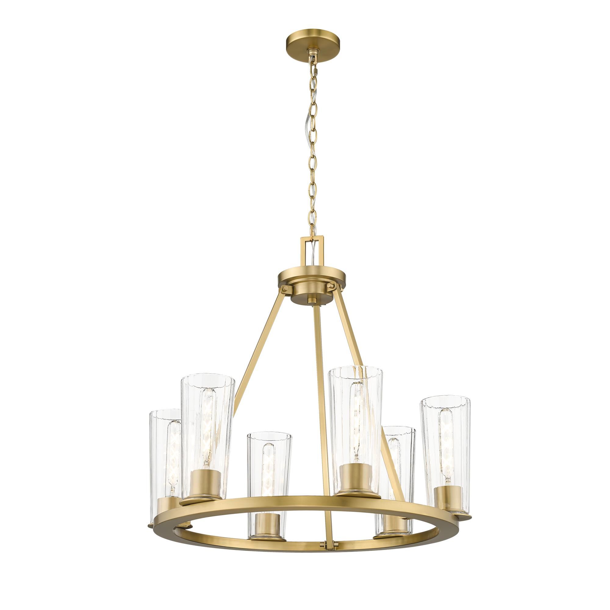 Shown in Modern Gold finish and Clear glass and Clear shade