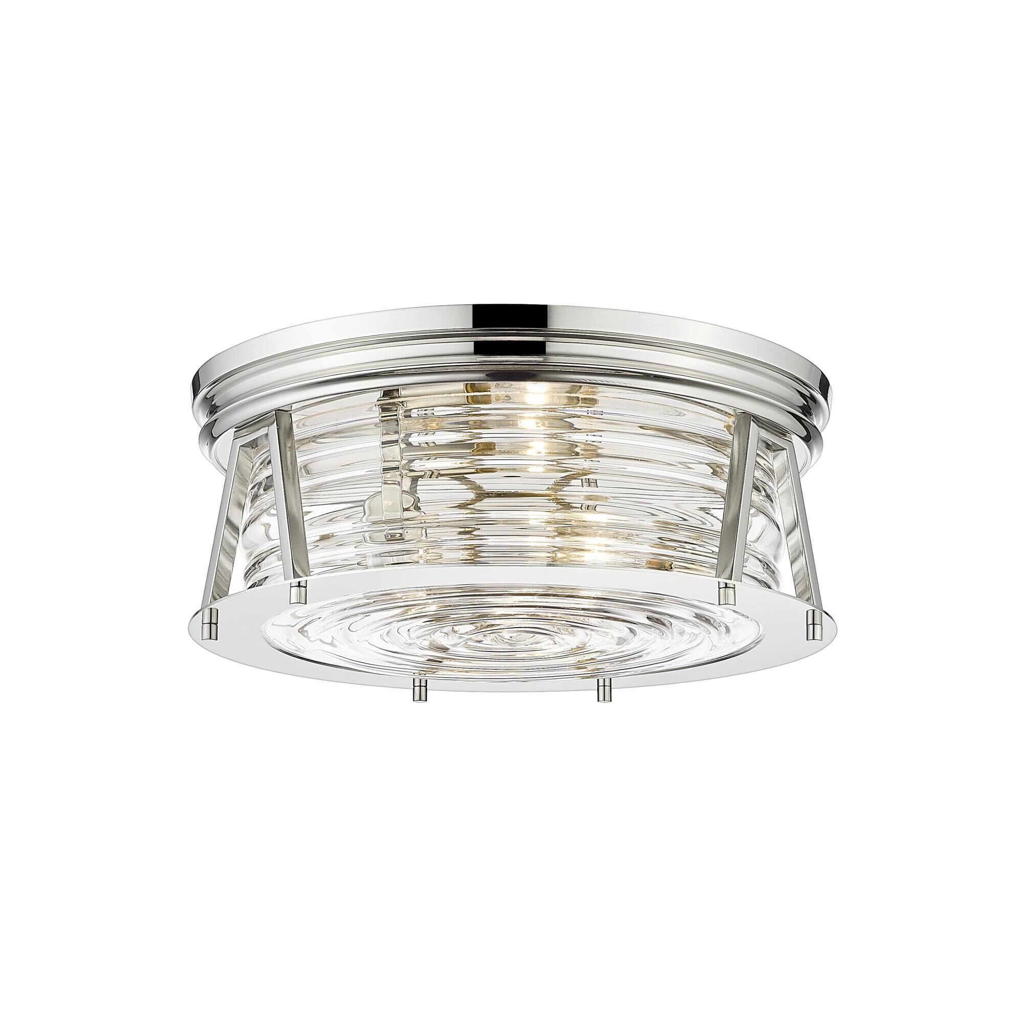 Shown in Polished Nickel finish and Glass shade