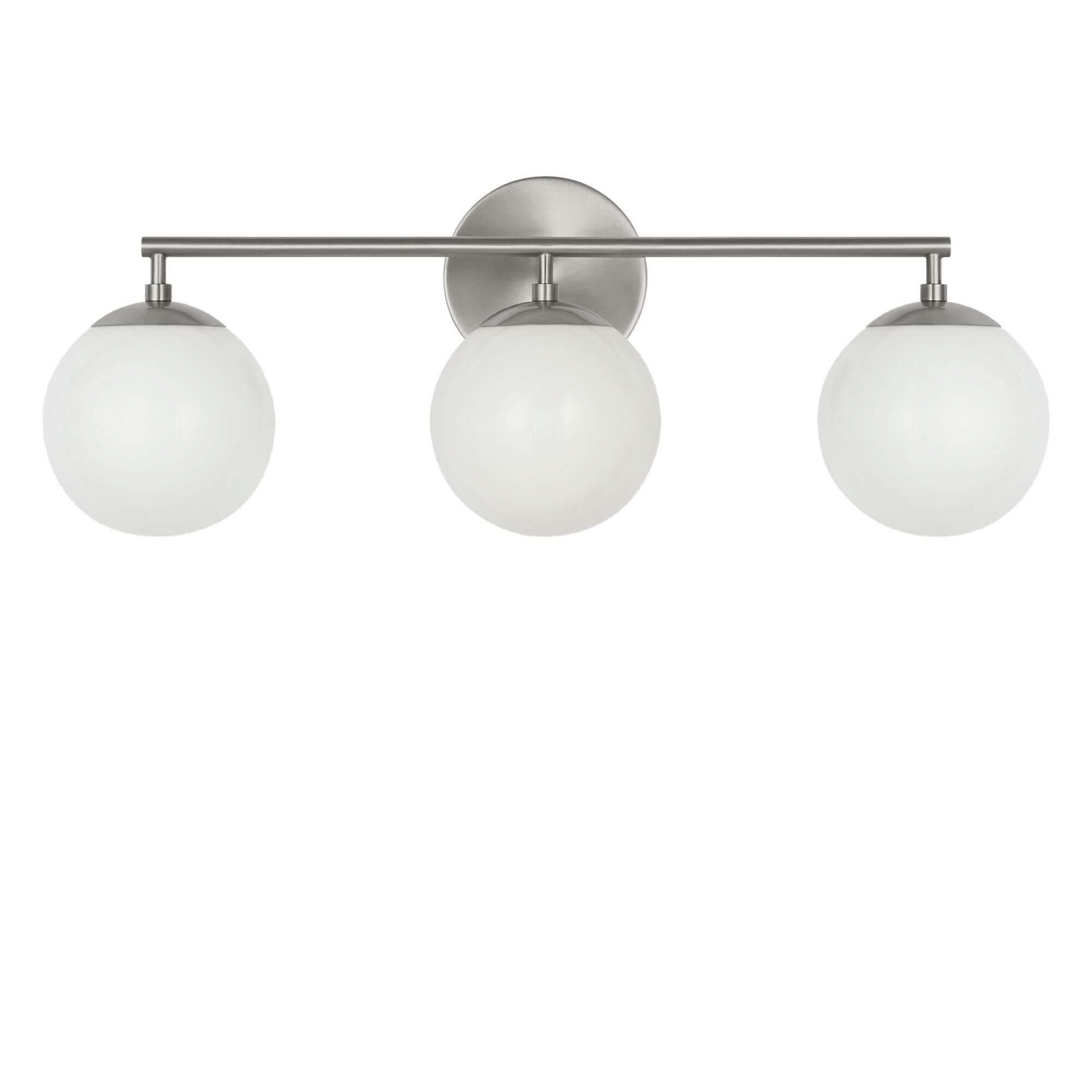 Shown in Brushed Nickel finish and Clear White glass
