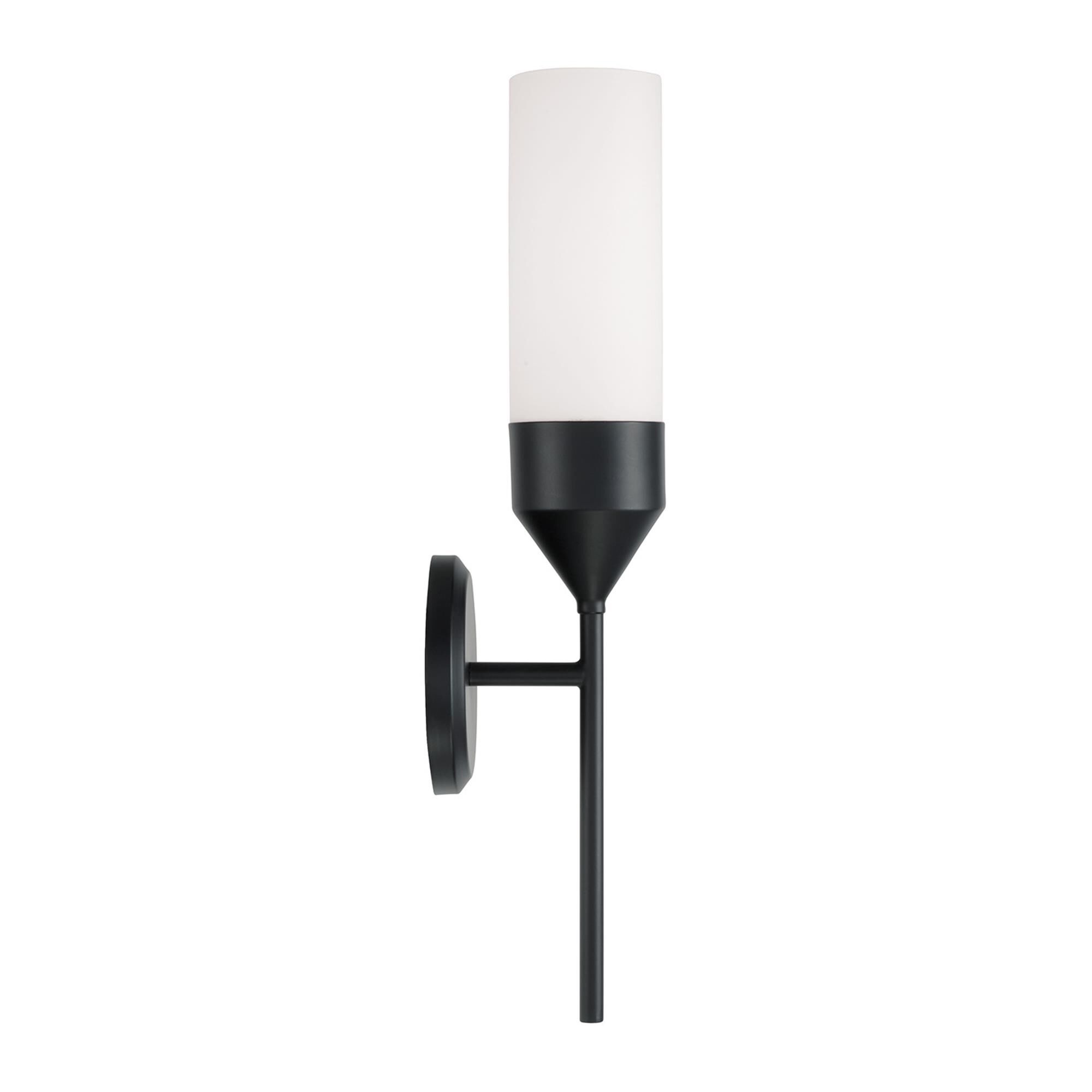 Shown in Matte Black finish and Soft White glass
