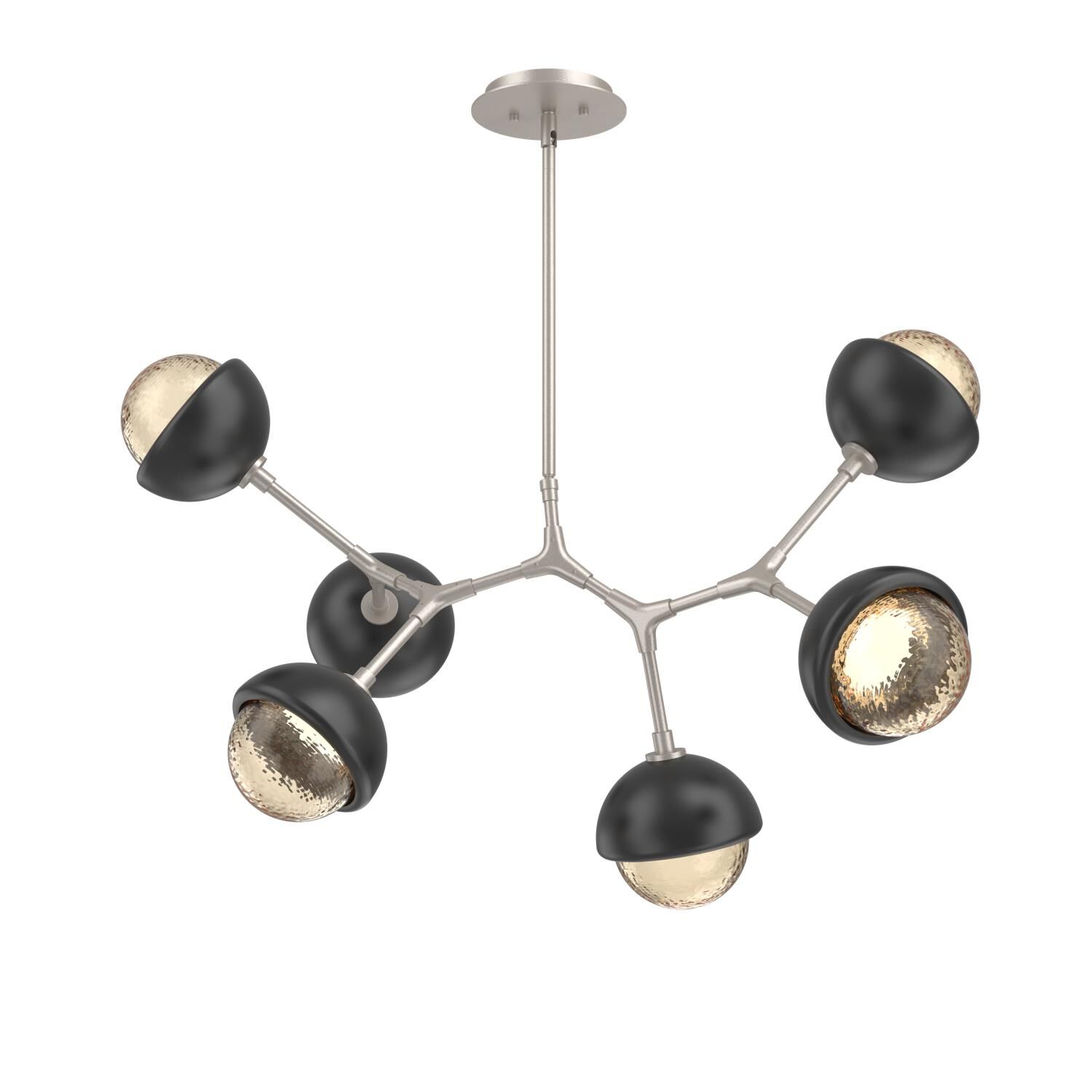 Shown in Beige Silver finish and Amber glass and Matte Black accent