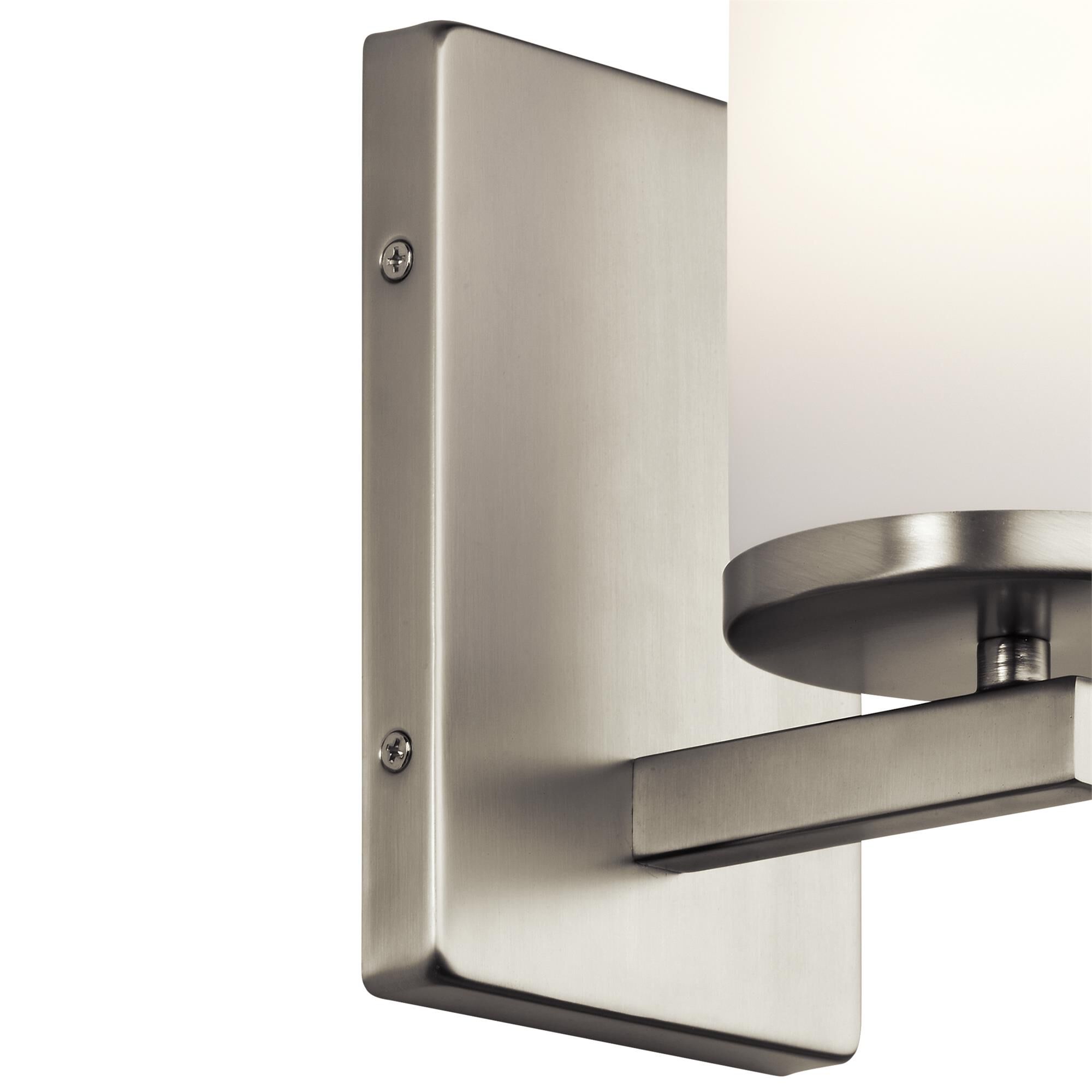 Shown in Brushed Nickel finish and Satin Etched Cased Opal glass
