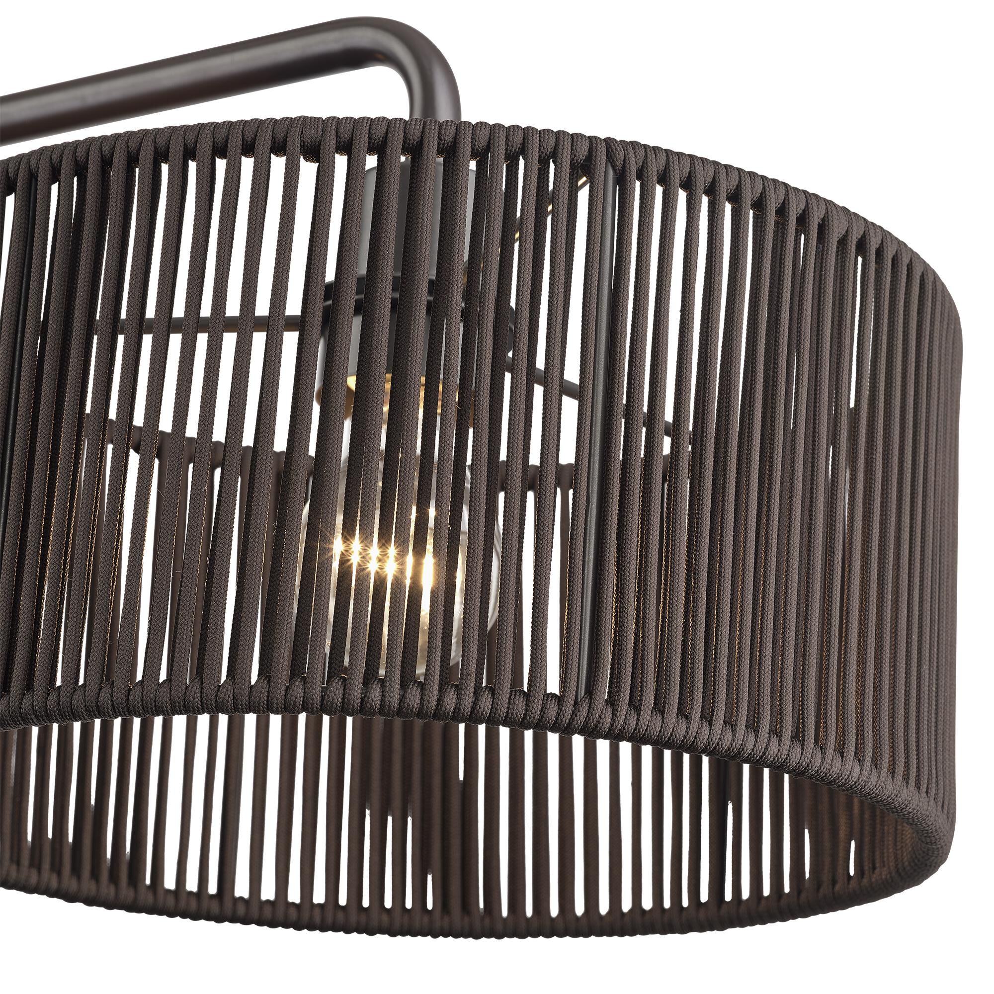 Shown in English Bronze finish and Hand-Woven Dark Chocolate Color Polyester Rope shade