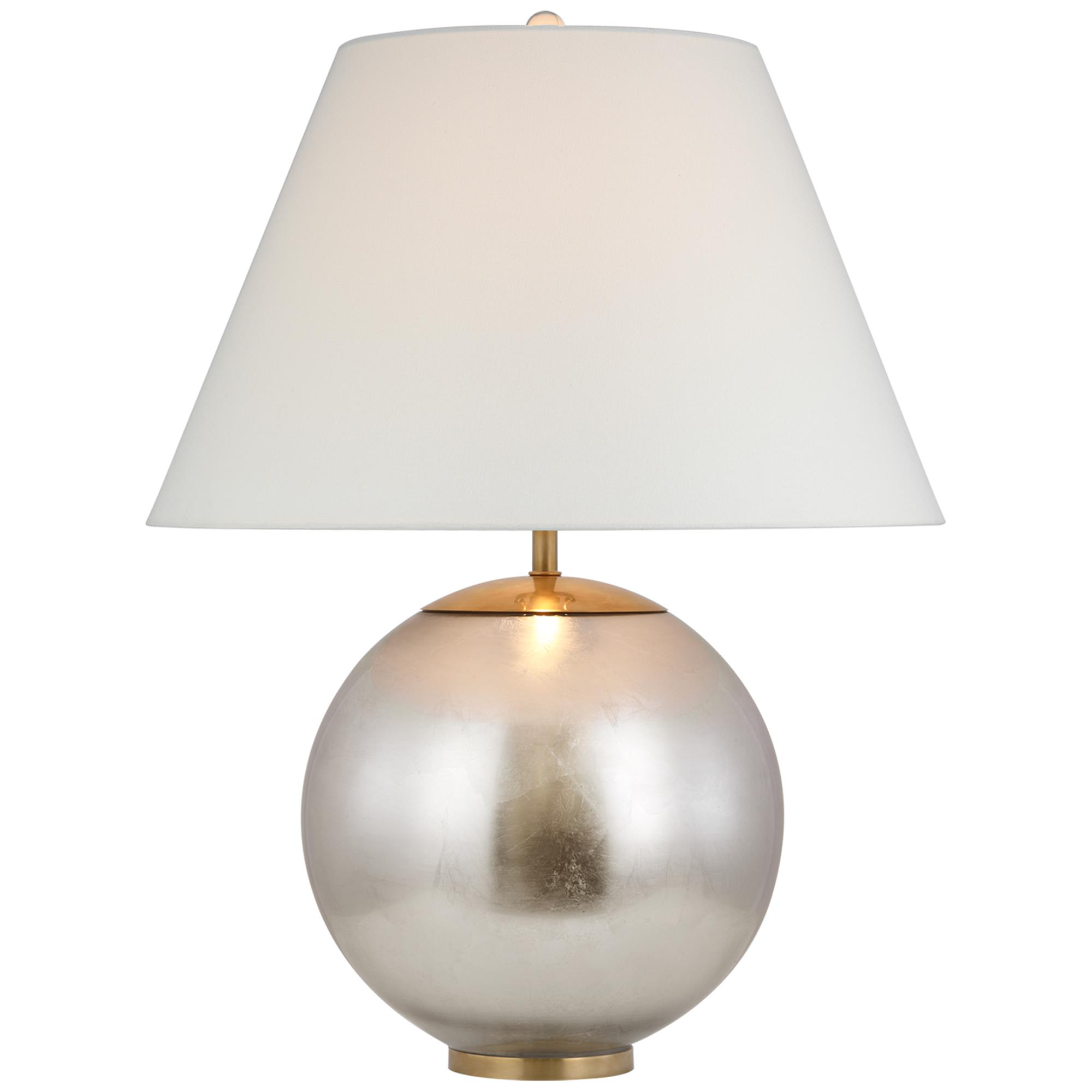 Shown in Burnished Silver Leaf finish and Linen shade