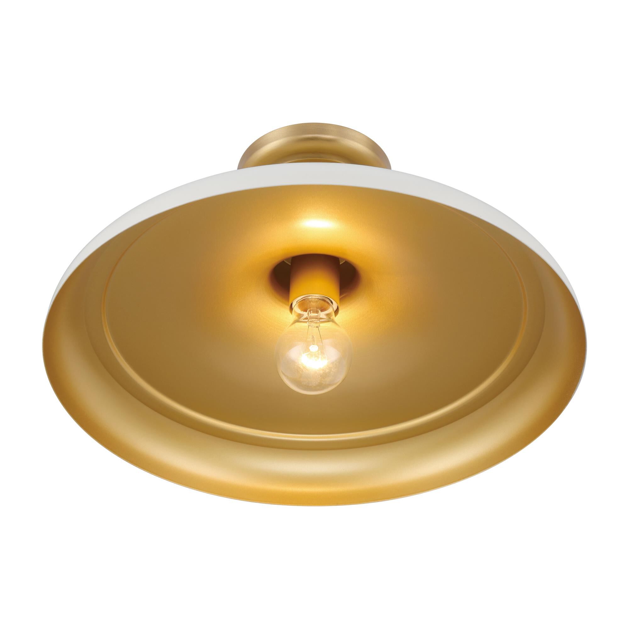 Shown in Legacy Brass & Off White Cream finish and Off White Cream (Outside)/Legacy Brass (Inside) glass and Steel shade