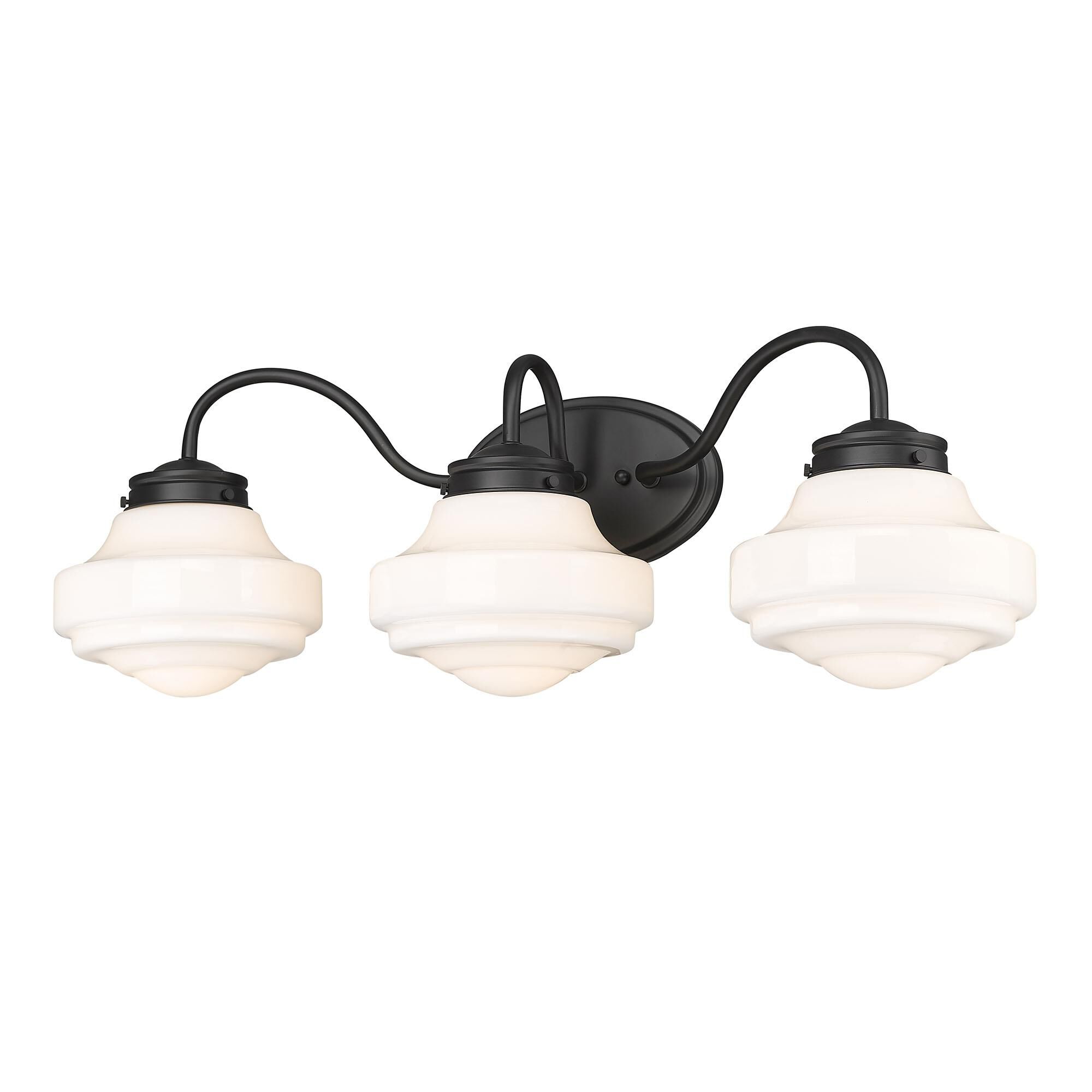 Shown in Matte Black finish and Vintage Milk glass