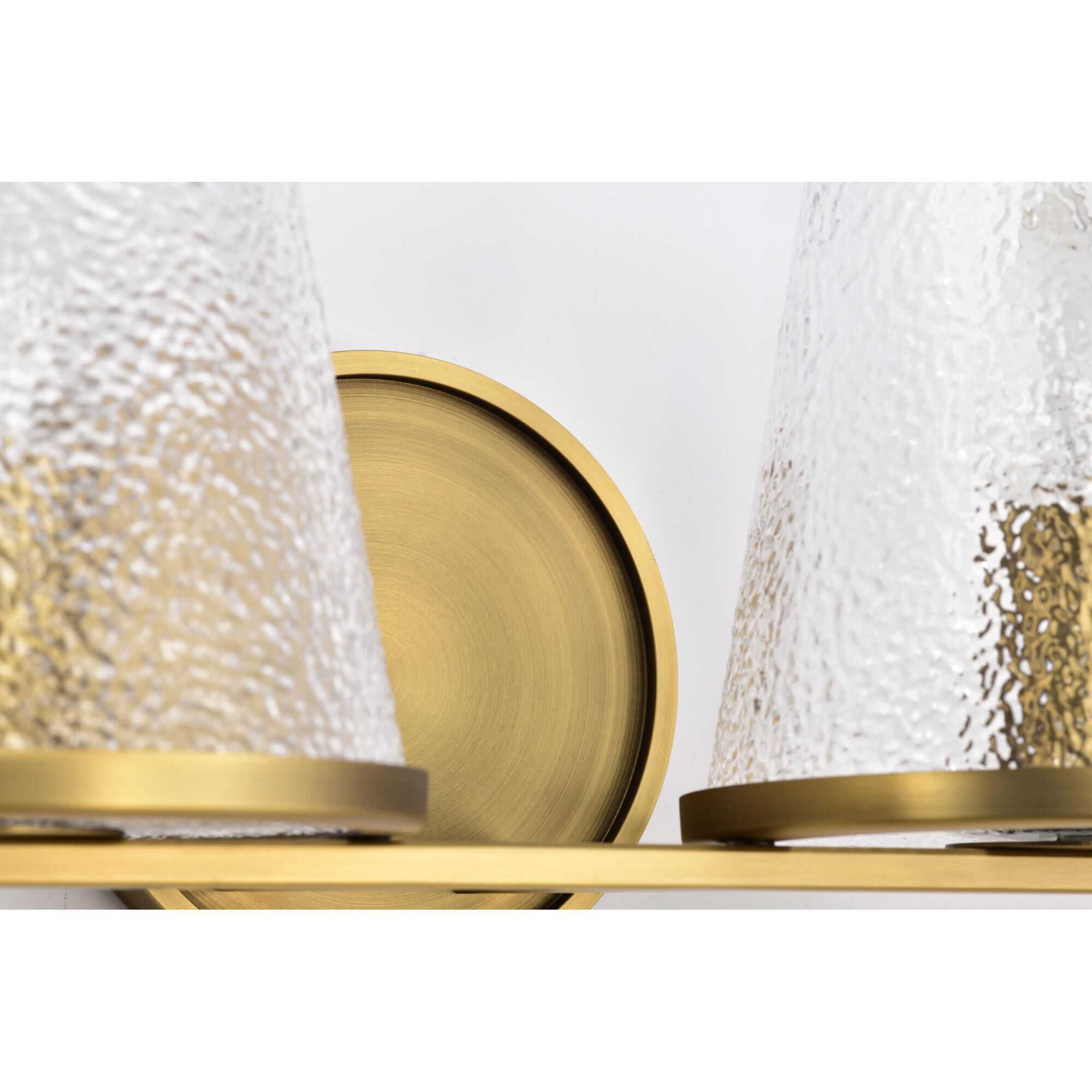 Shown in Vintage Brass finish and Hammered glass