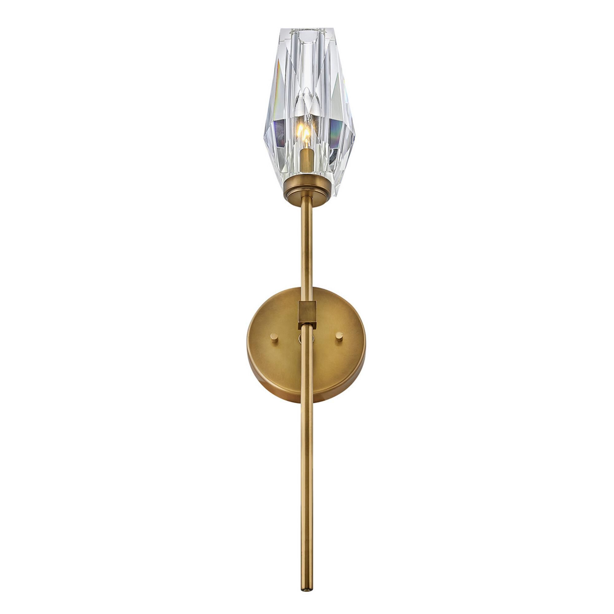 Shown in Heritage Brass finish and Faceted Clear Crystal glass