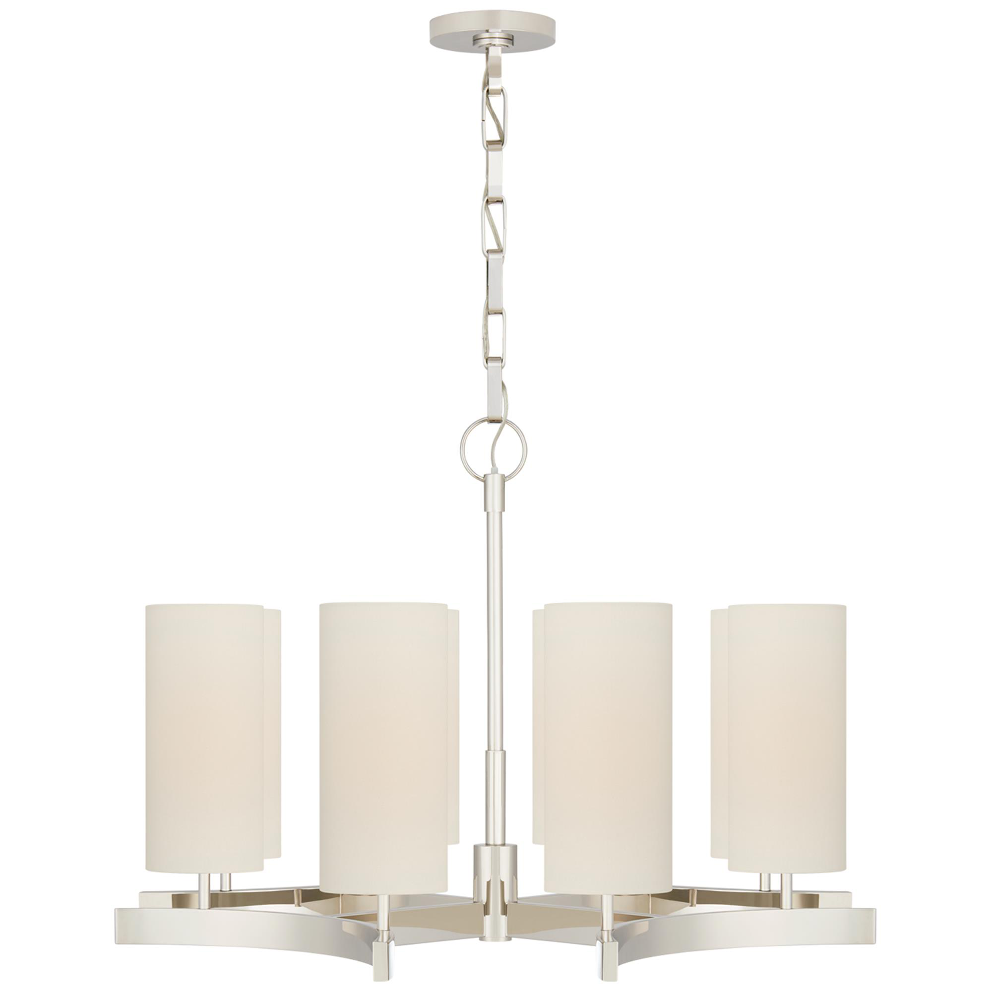 Shown in Polished Nickel finish and Linen shade