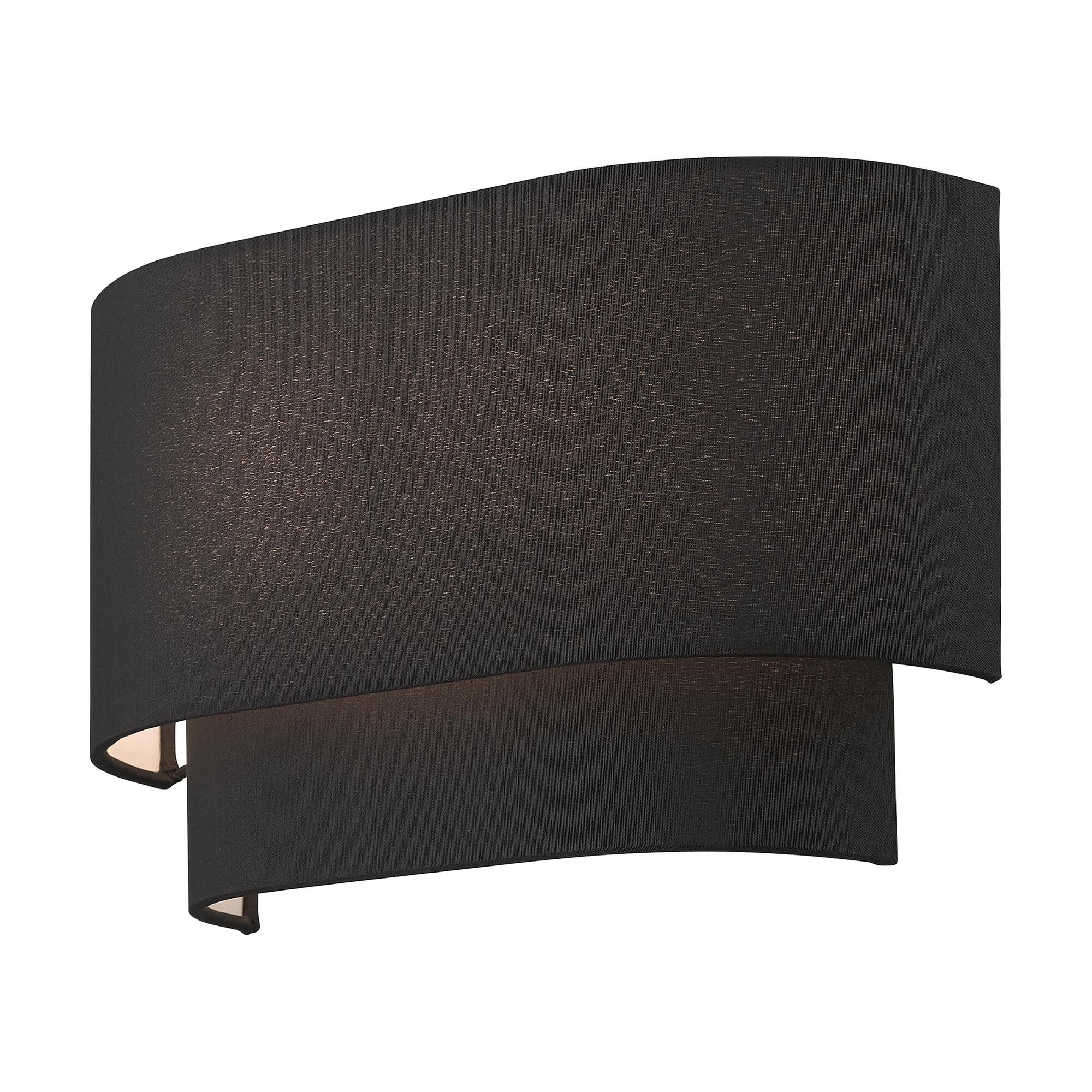 Shown in Black finish and Hand Crafted Black Color Hardback Fabric with White Fabric Inside shade