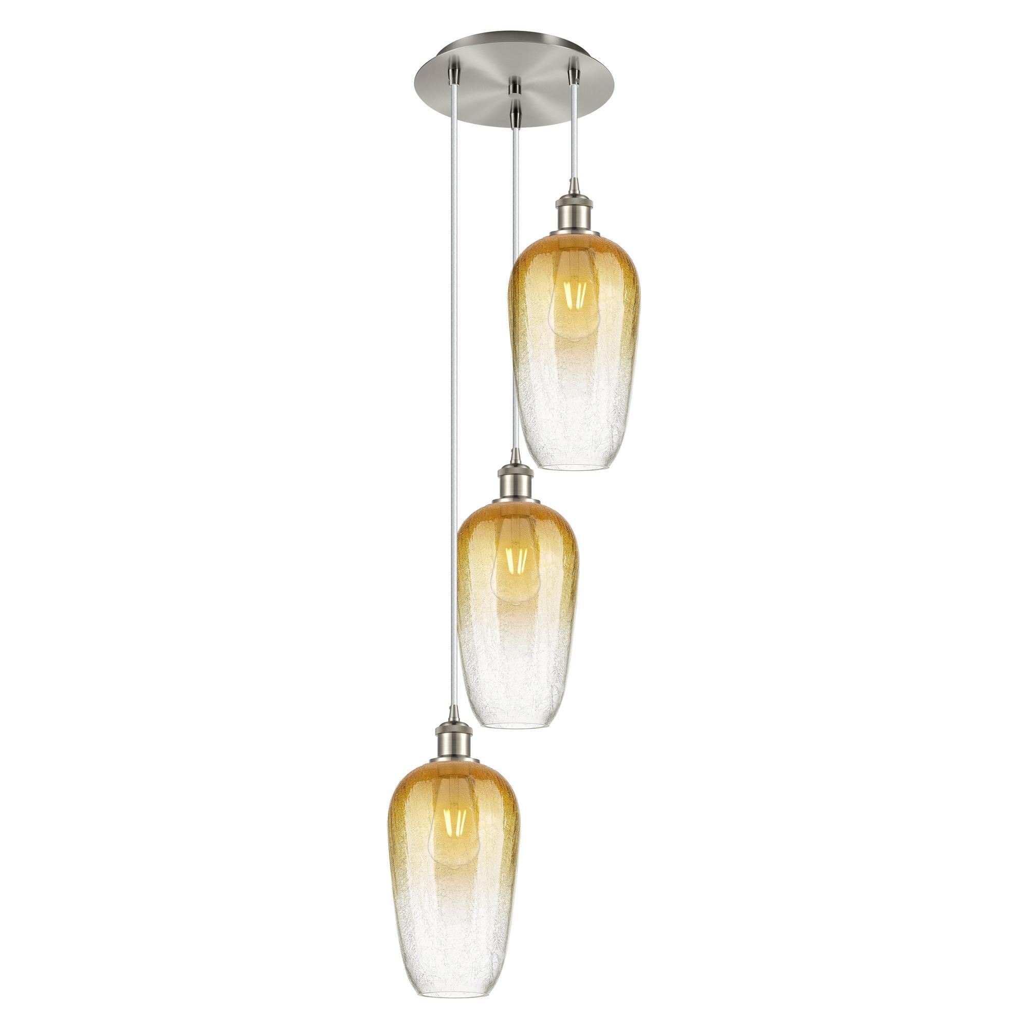 Shown in Brushed Satin Nickel finish and Amber glass