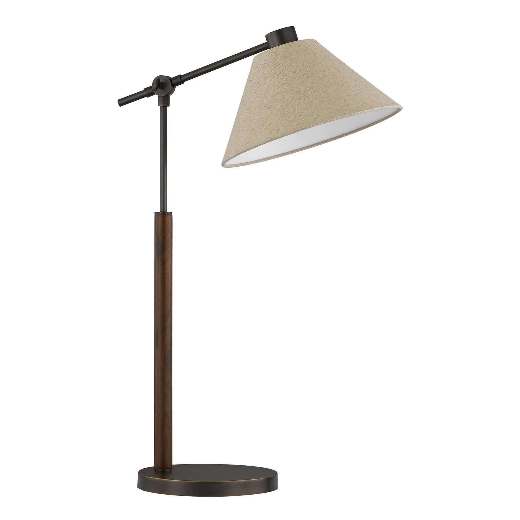 Shown in Mediterranean Bronze finish and Beige Fabric shade