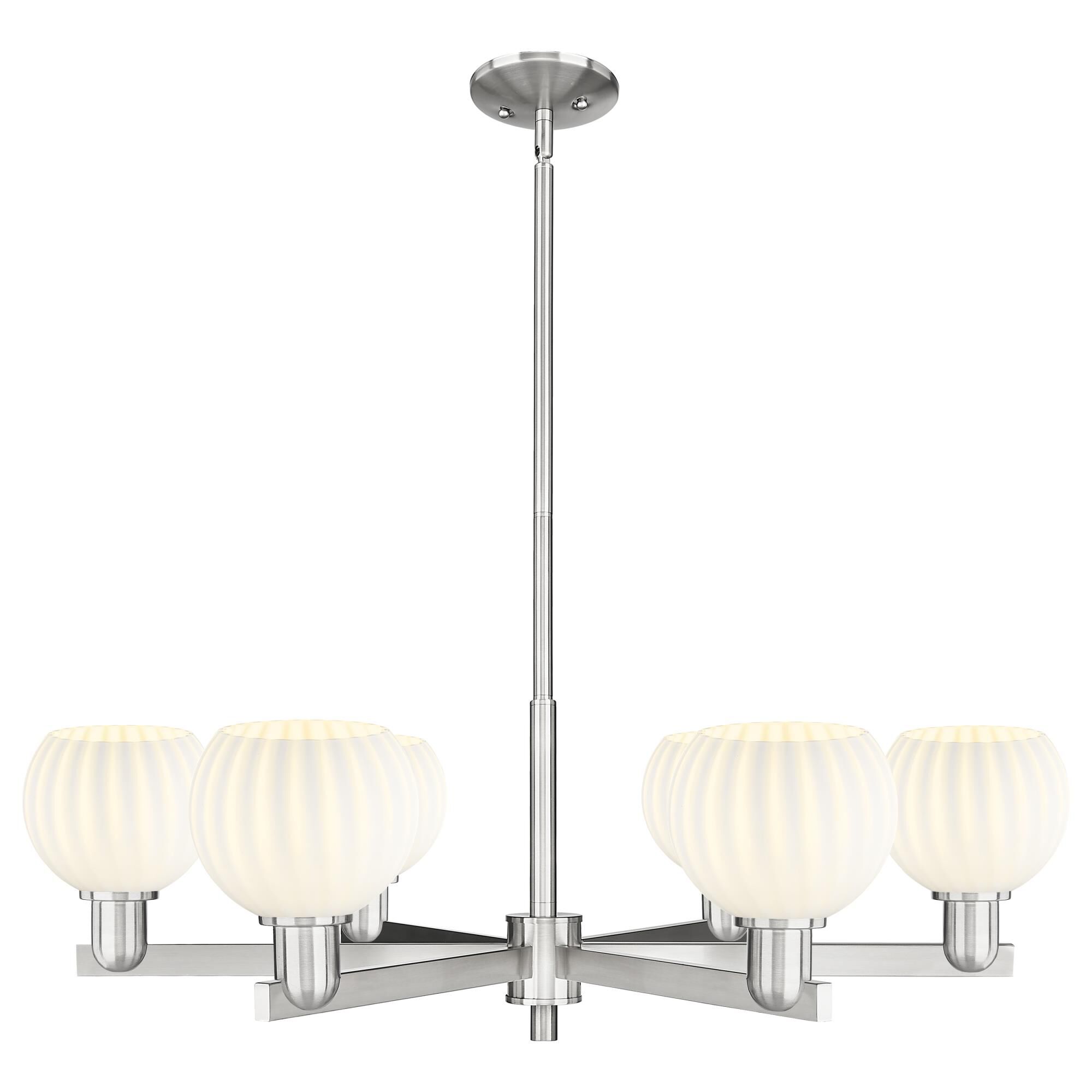 Shown in Satin Nickel finish and White Venetian glass