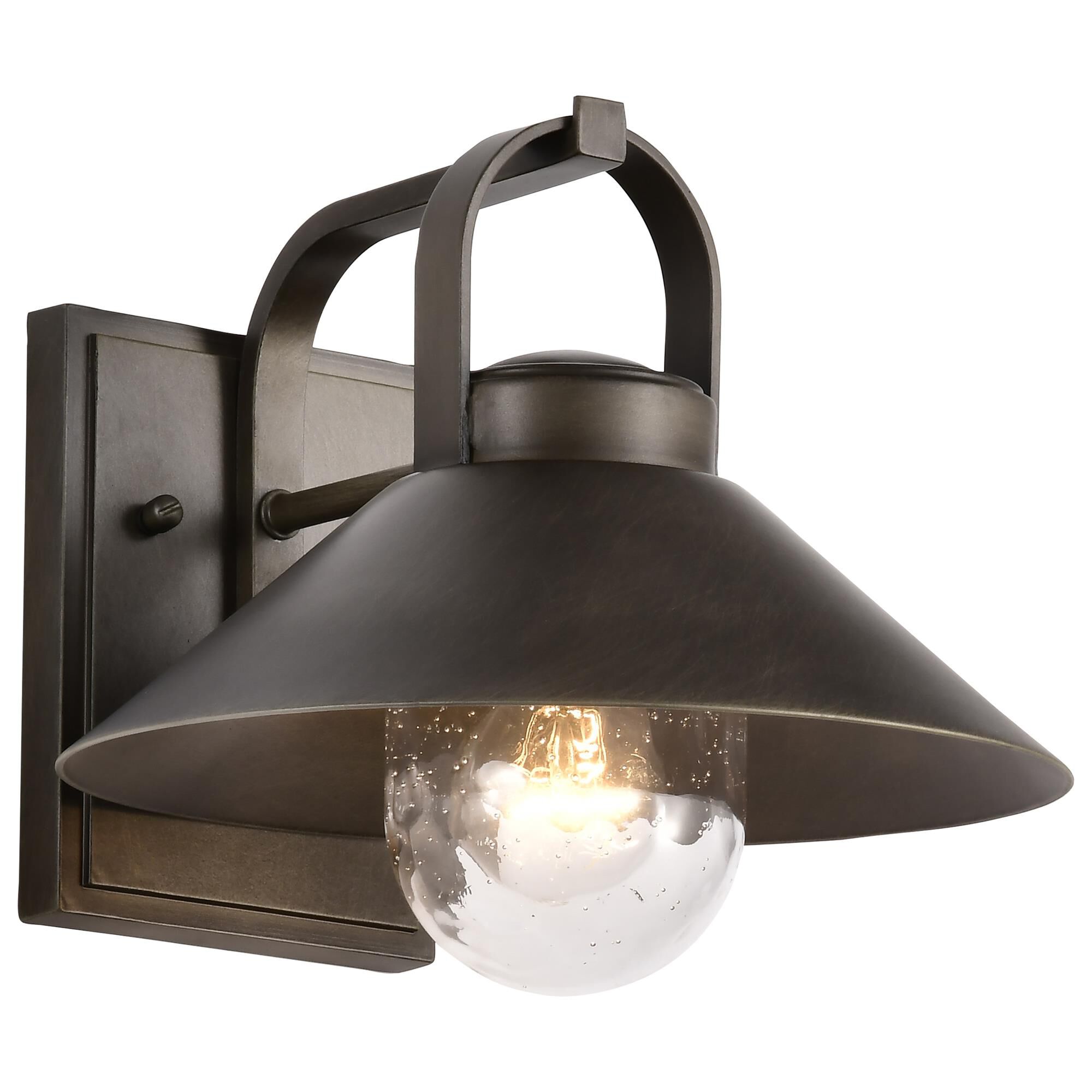 Shown in Bronze finish and Clear Seeded glass