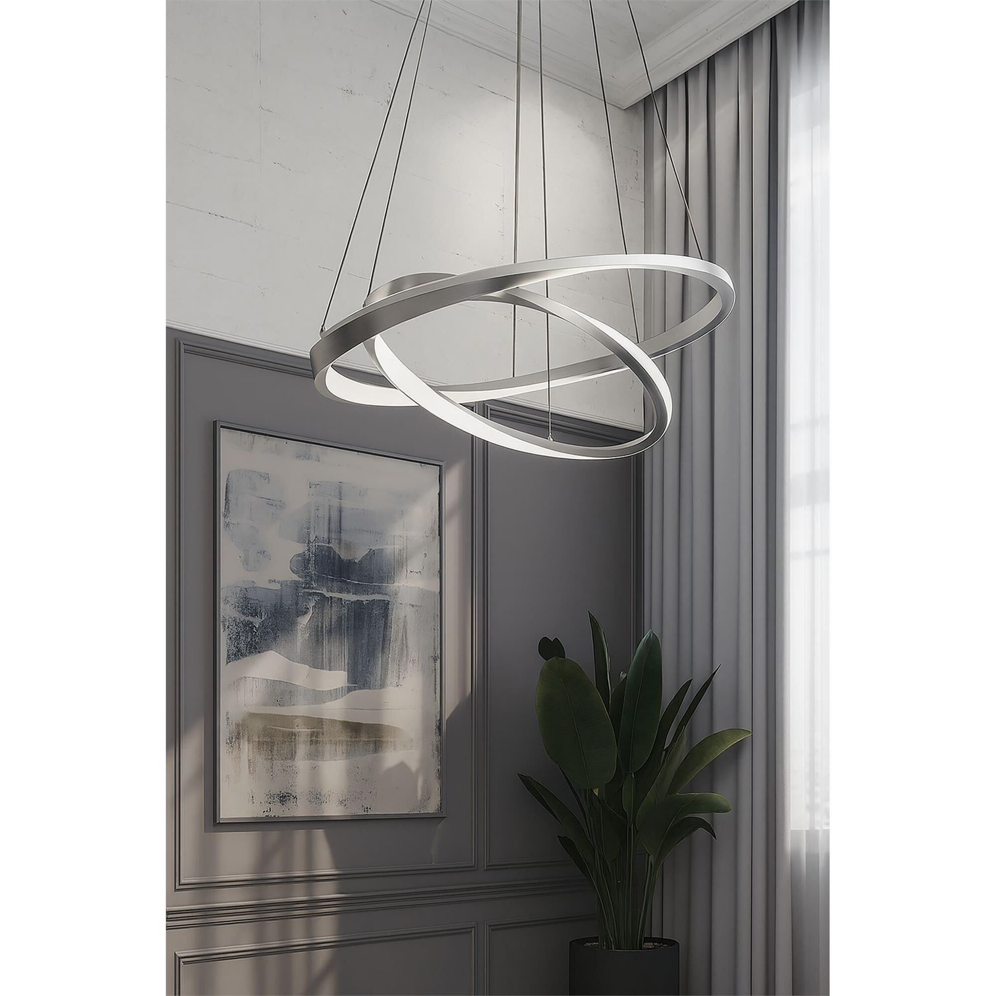 Shown in Satin Nickel finish and White Acrylic glass