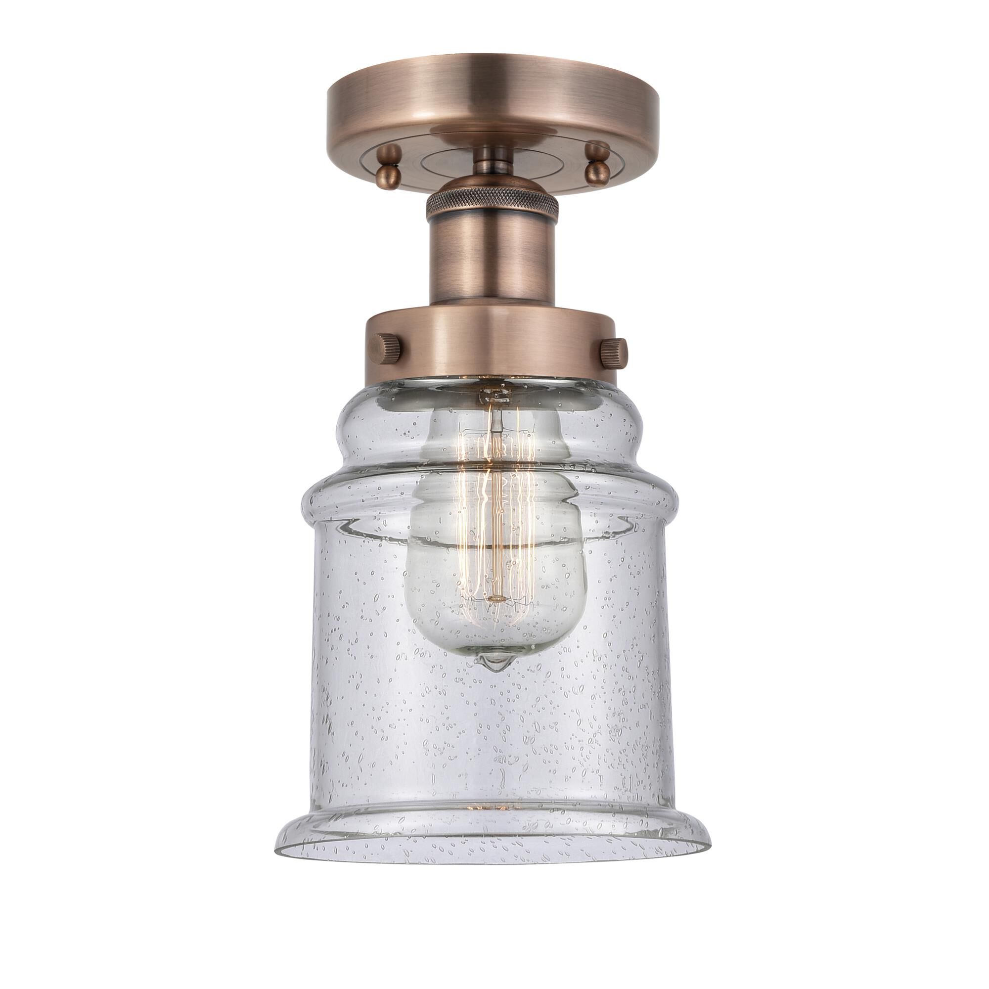 Shown in Antique Copper finish and Seedy glass