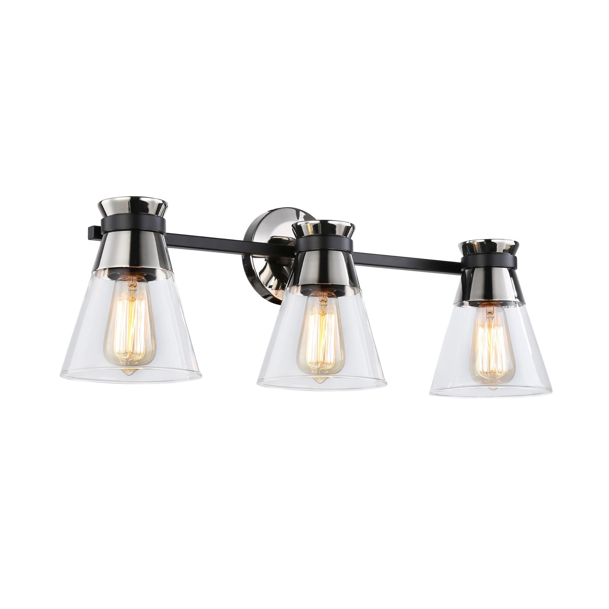 Shown in Black & Brushed Nickel finish and Glass shade