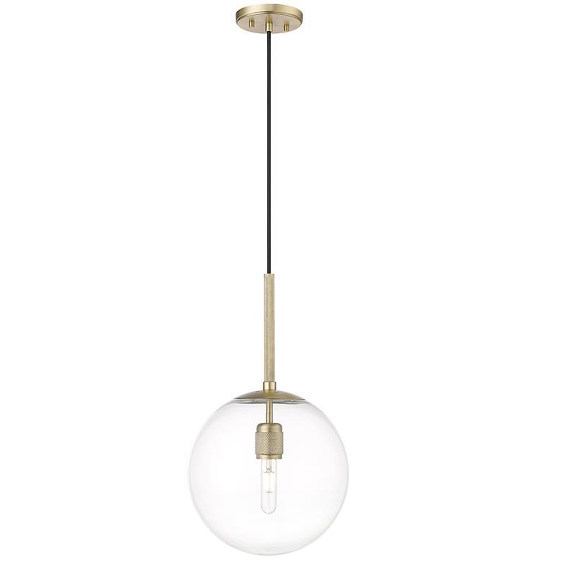 Shown in Vintage Brass finish and Clear glass