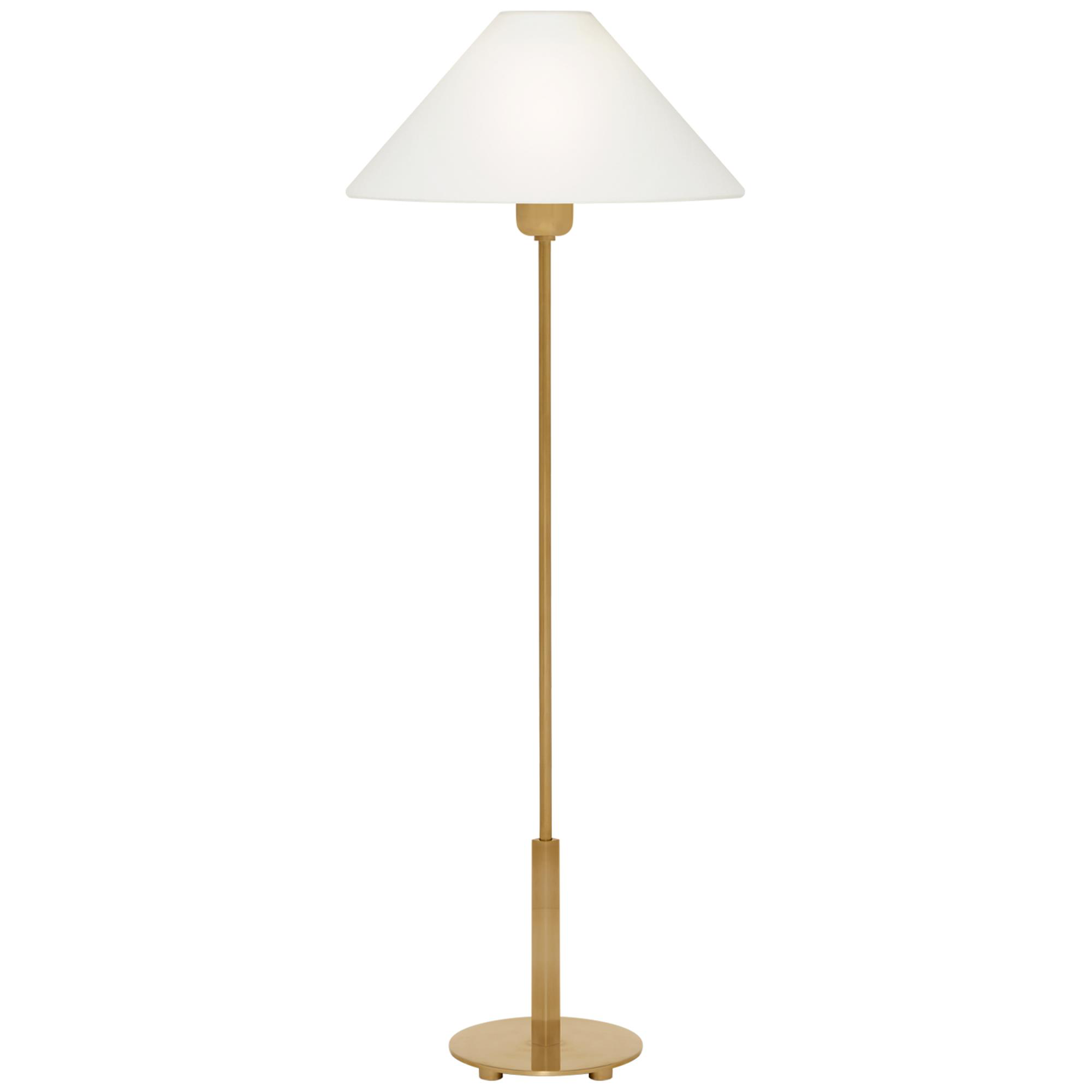 Shown in Hand-Rubbed Antique Brass finish and Linen shade