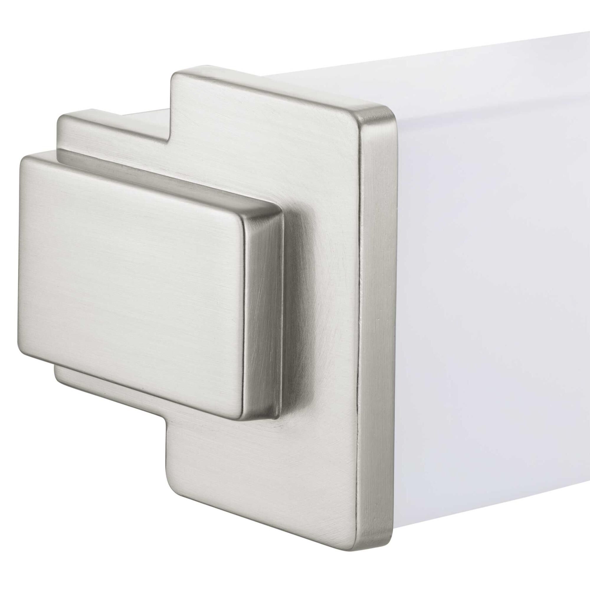 Shown in Brushed Nickel finish and White glass and Acrylic shade