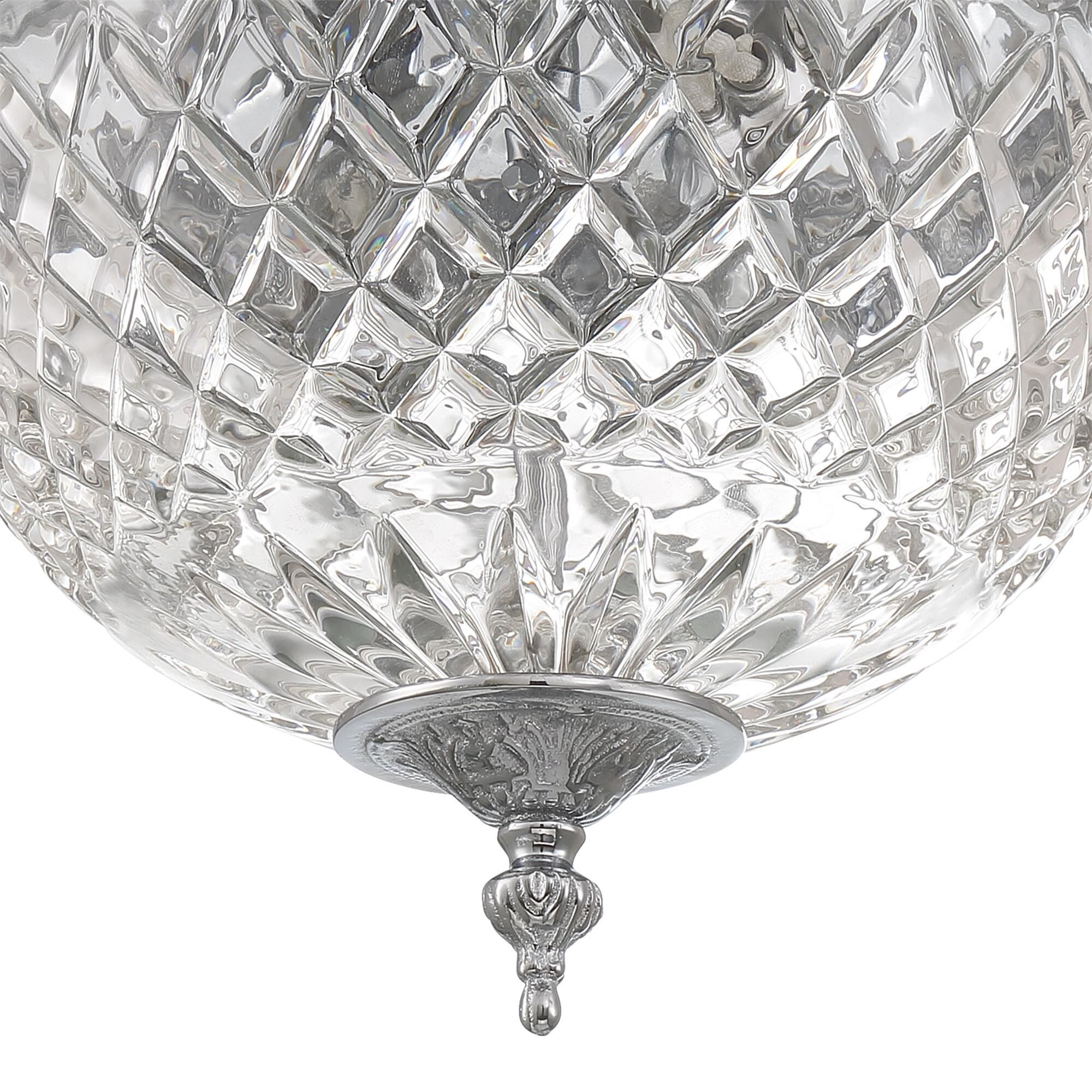 Shown in Polished Chrome finish and Lead Crystal glass and Lead Crystal shade