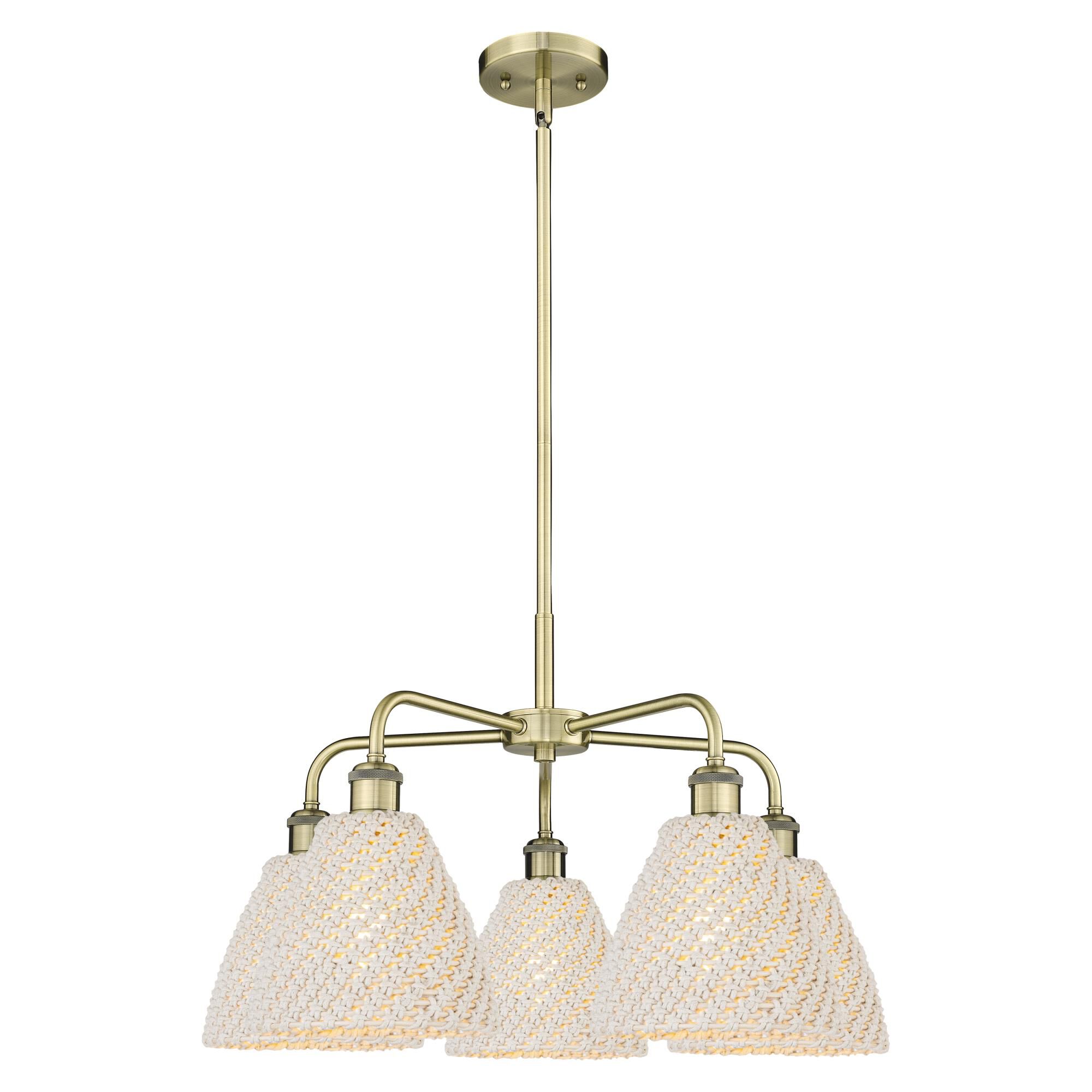Shown in Antique Brass finish and Natural shade