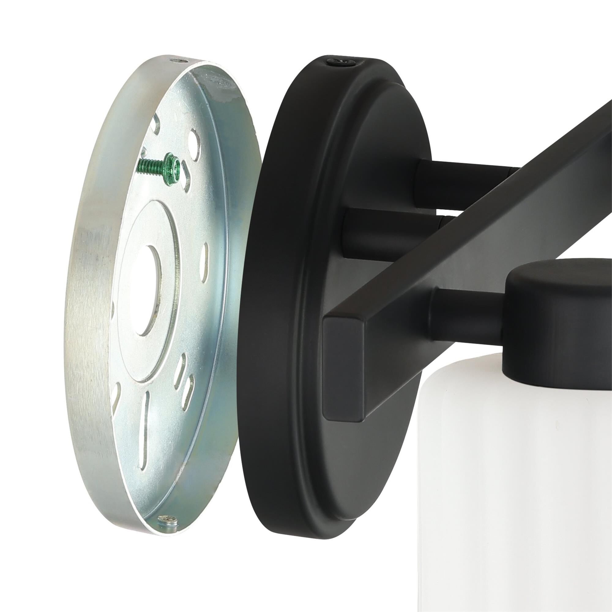 Shown in Matte Black finish and Etched Opal Ribbed glass