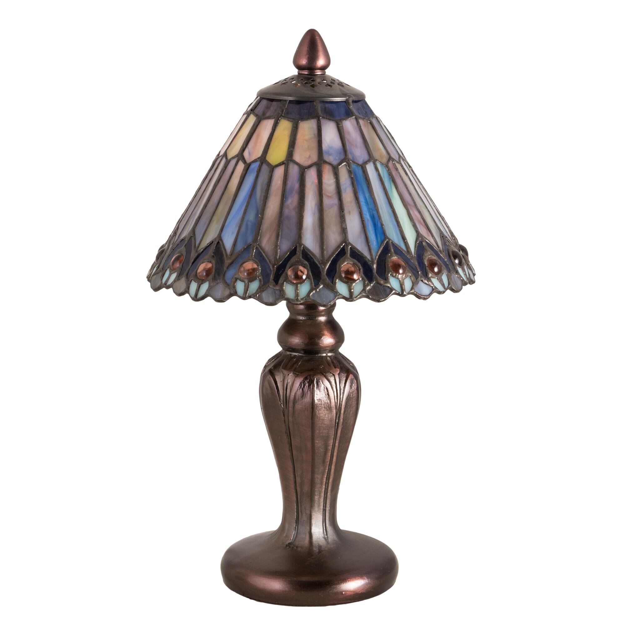 Tiffany Jeweled Peacock 12 Inch Accent Lamp by Meyda Lighting