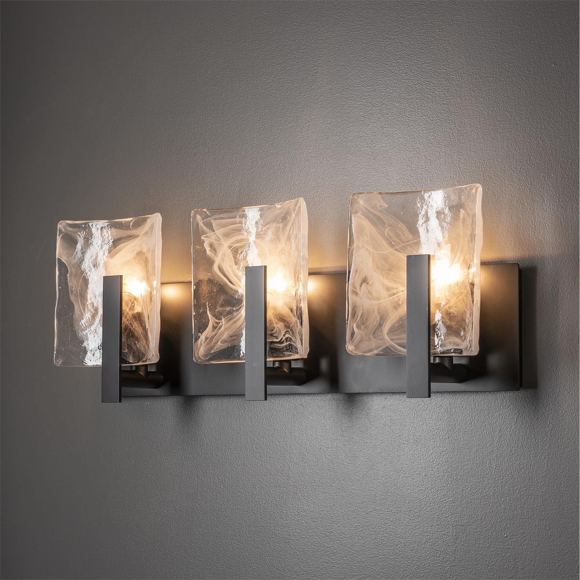 Shown in Black finish and White Swirl glass