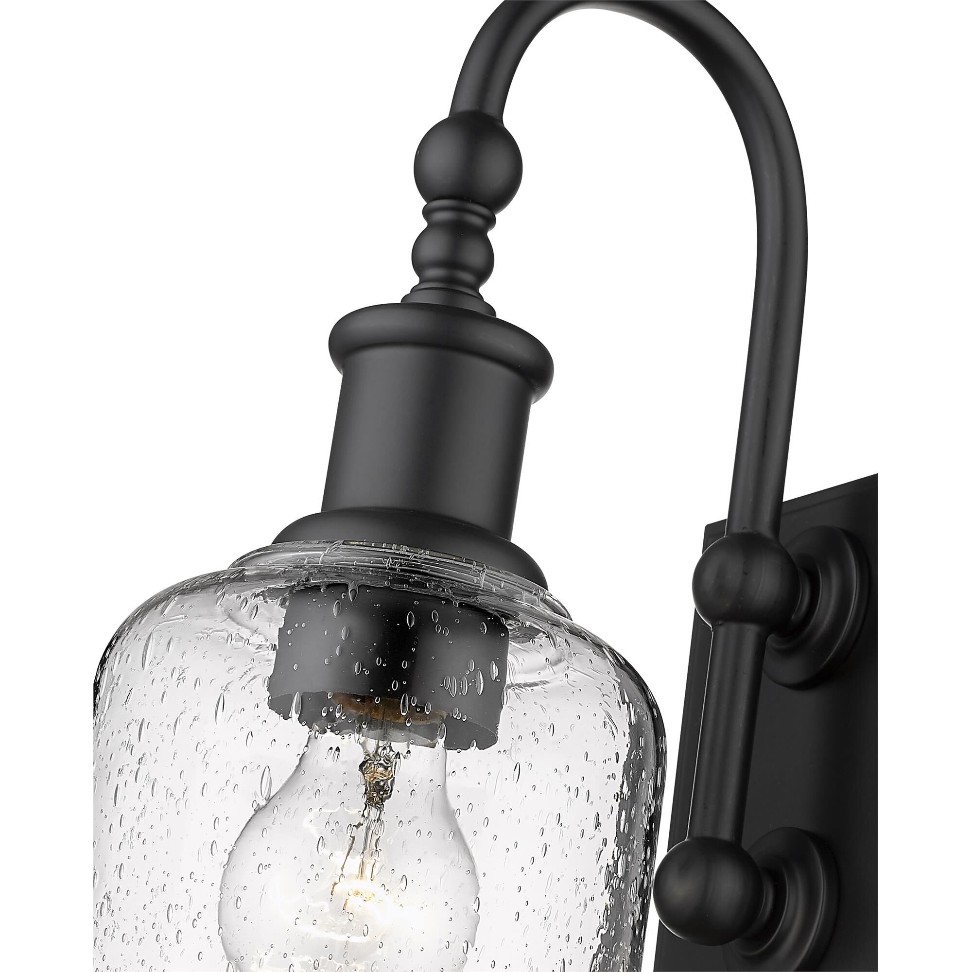 Shown in Matte Black finish and Glass shade