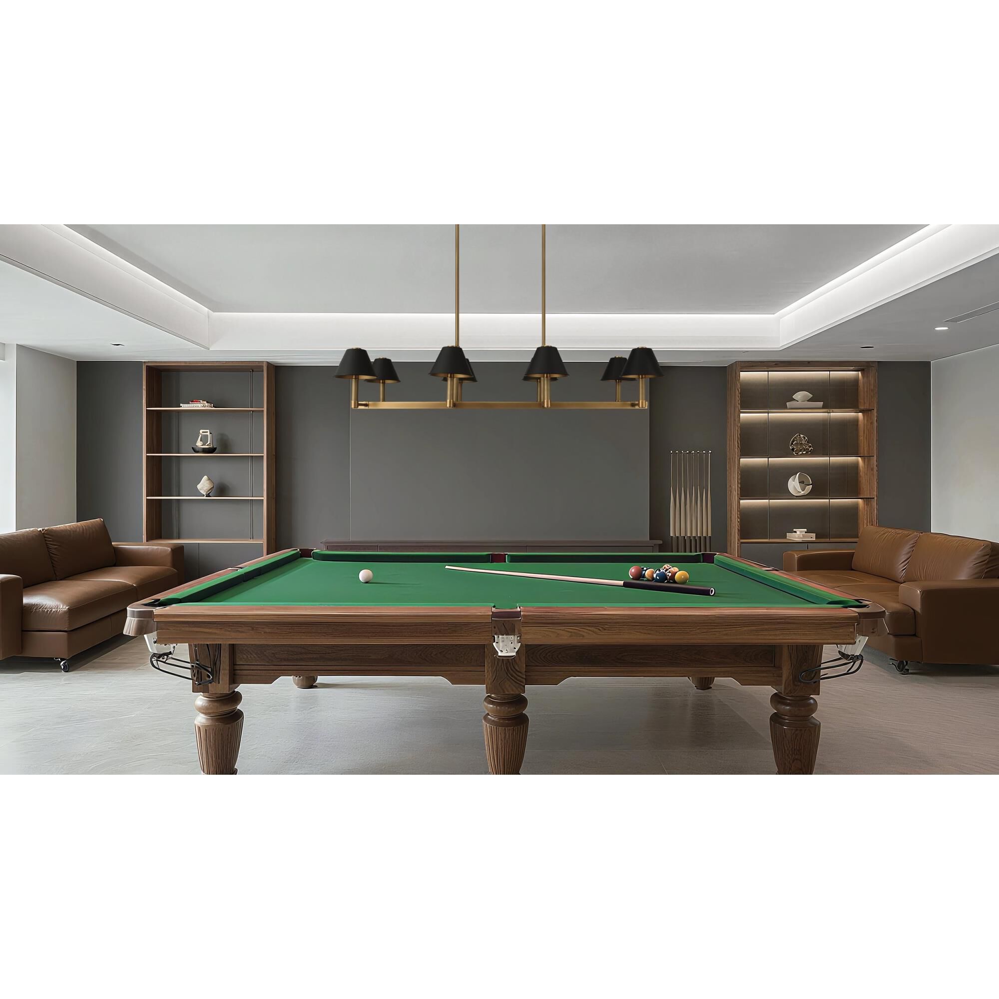 Shown in Natural Brass finish and Matte Black, Gold shade