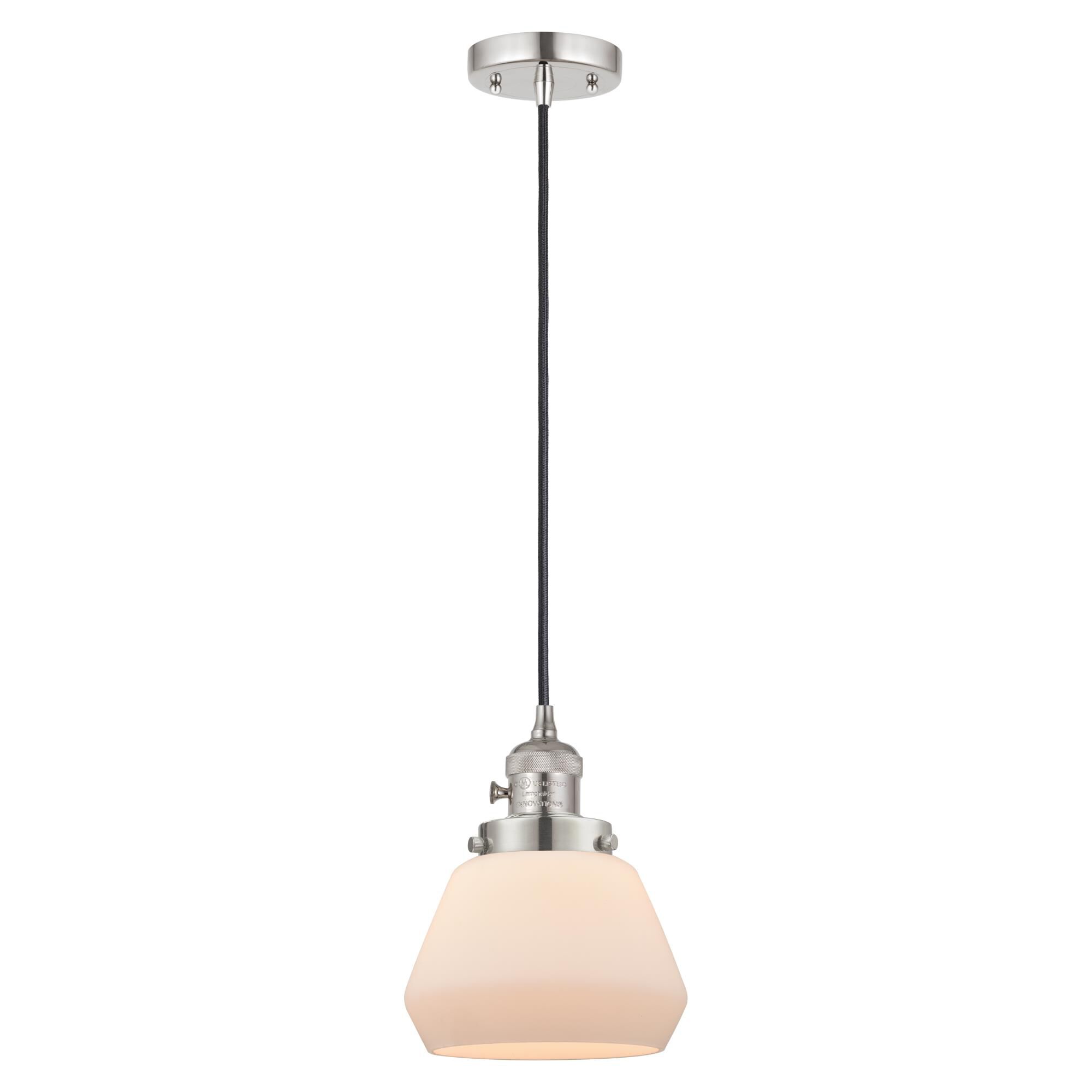 Shown in Polished Nickel finish and Matte White glass