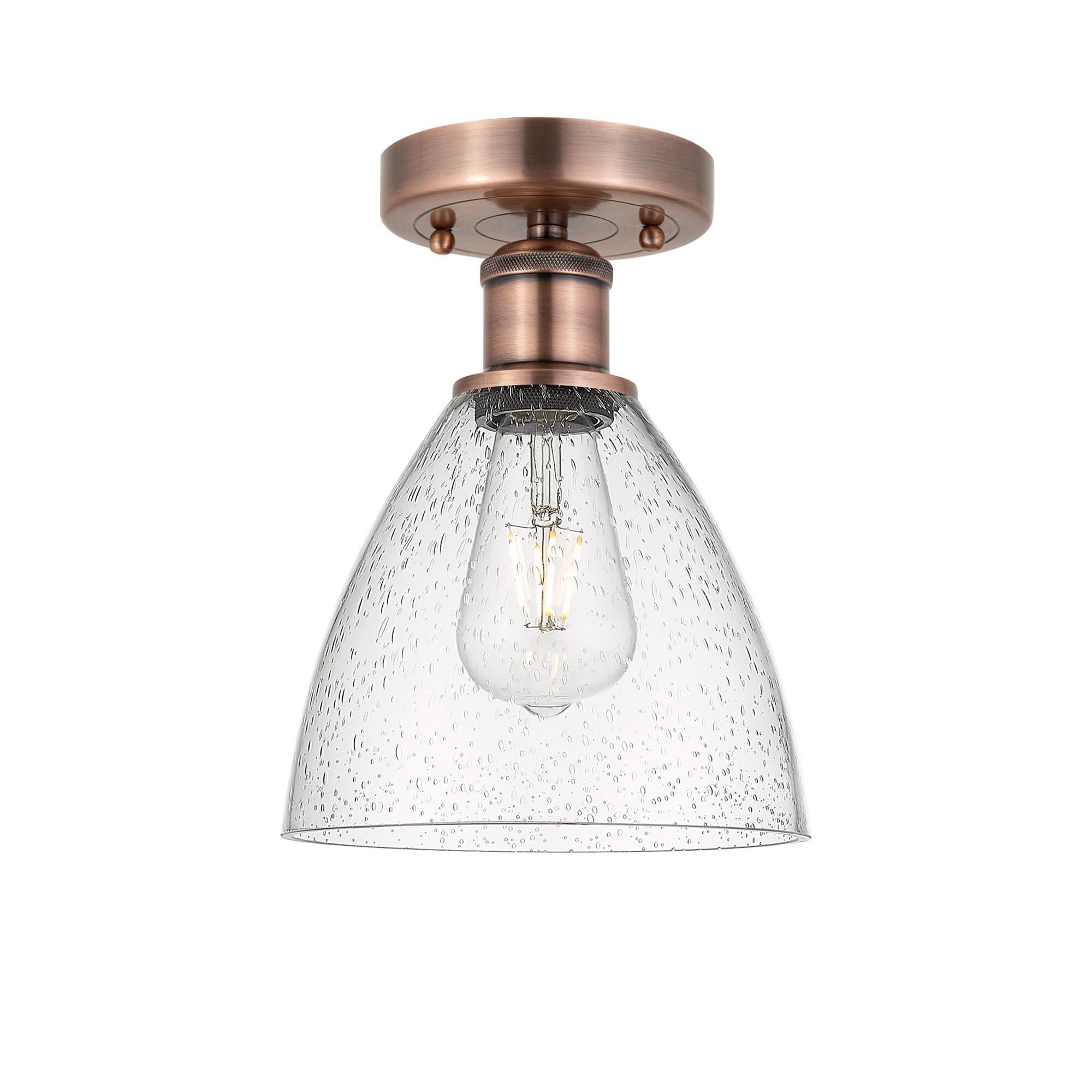 Shown in Antique Copper finish and Seedy glass